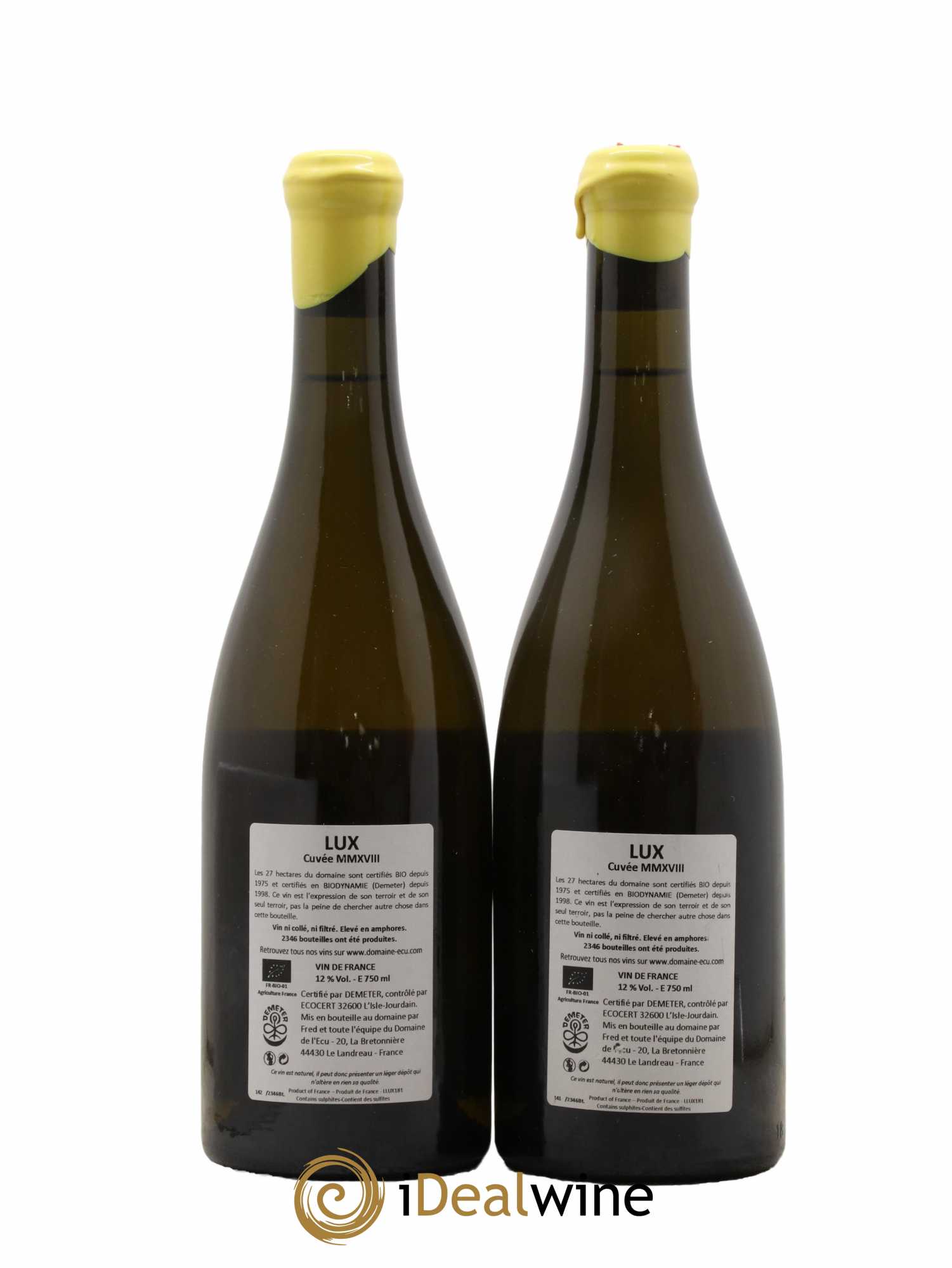 Vin de France Lux Domaine de L'Ecu 2018 - Lot de 2 bouteilles - 1