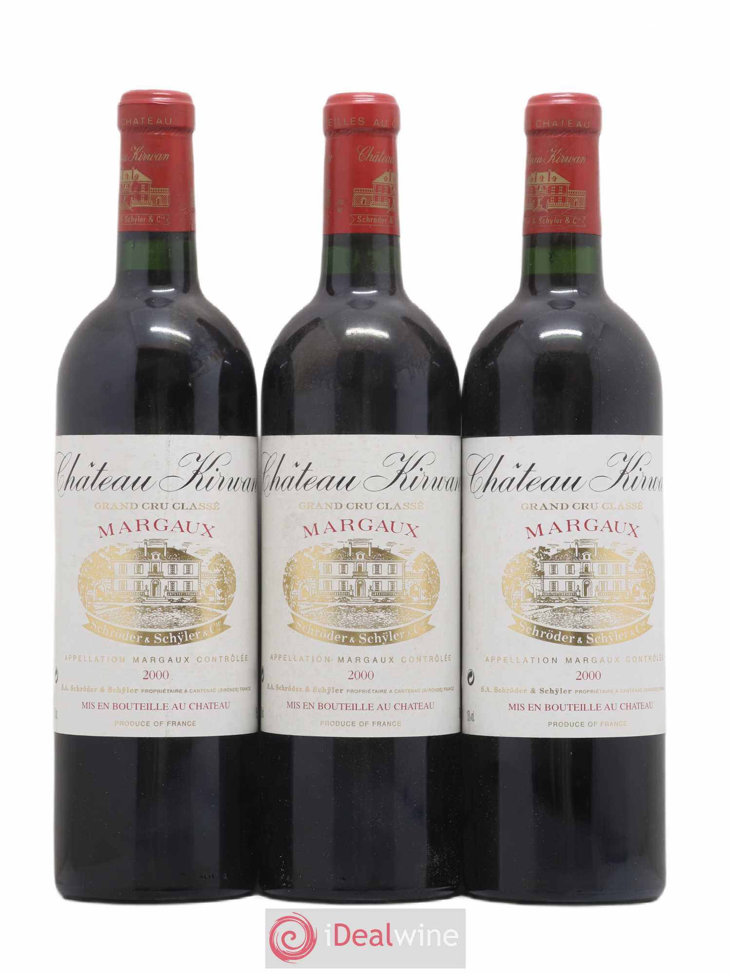 Château Kirwan 3ème Grand Cru Classé 2000 - Lot de 3 bouteilles - 0