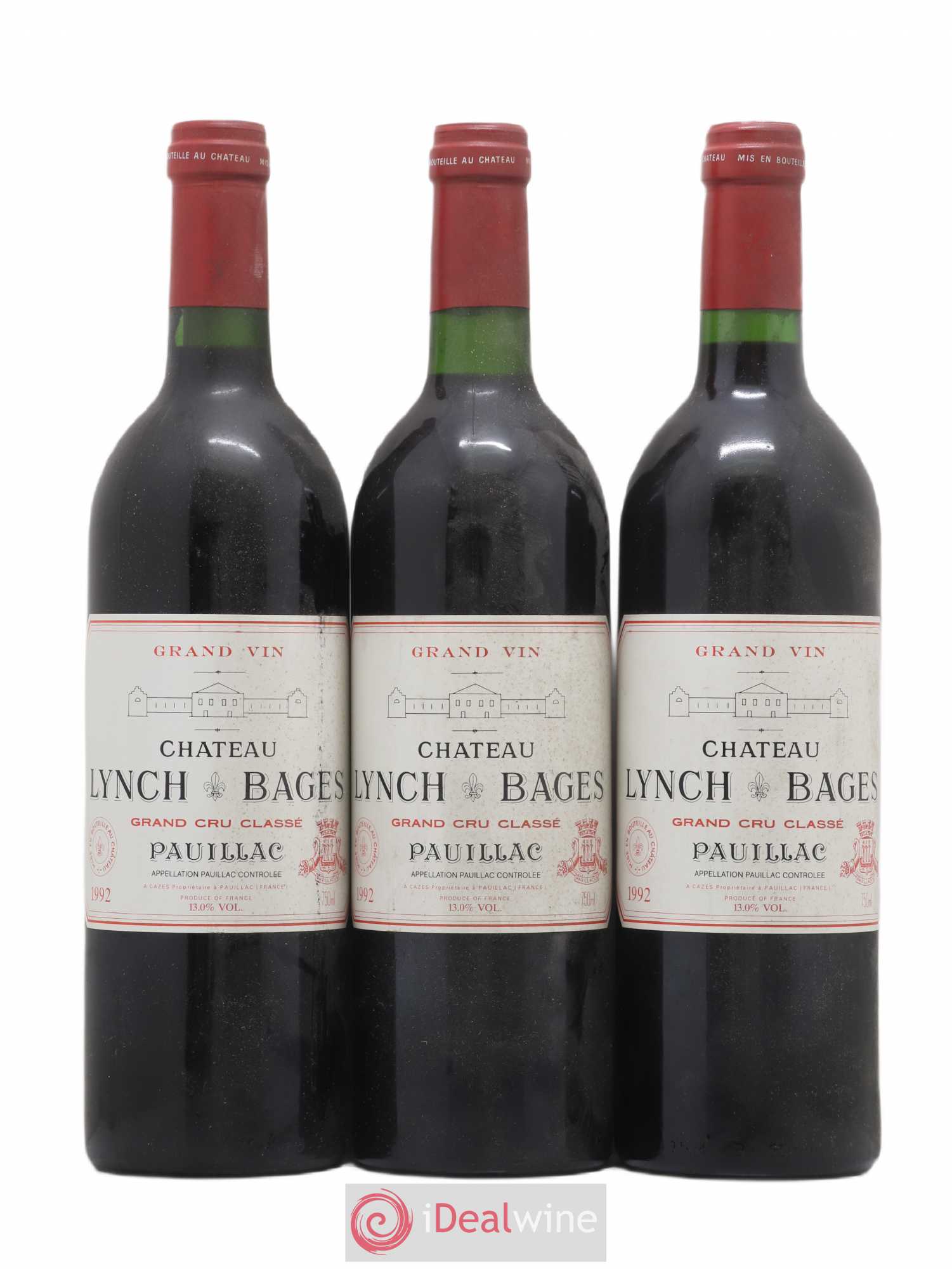 Château Lynch Bages 5ème Grand Cru Classé 1992 - Lot de 3 bouteilles - 0