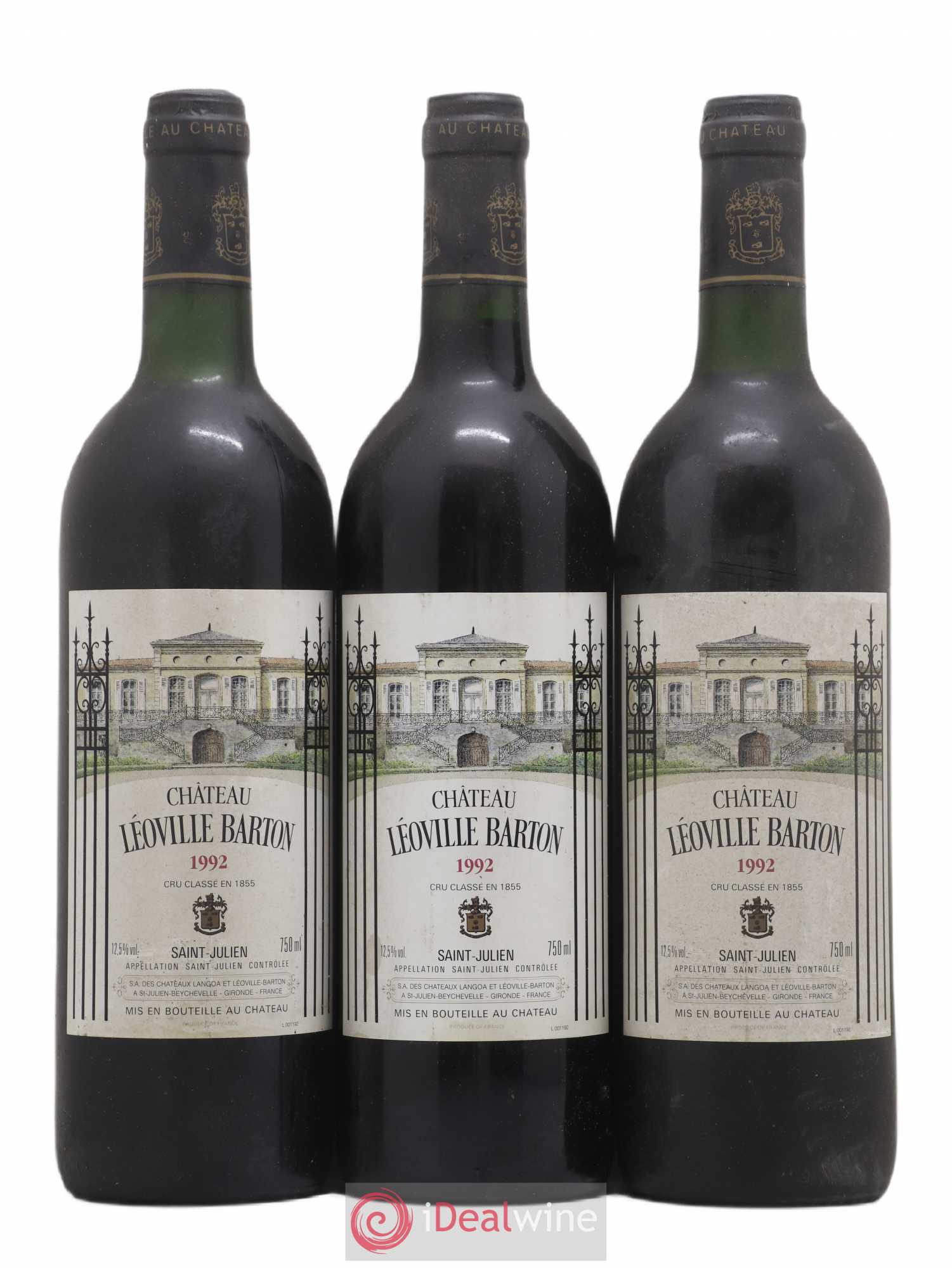 Château Léoville Barton 2ème Grand Cru Classé 1992 - Lot de 3 bouteilles - 0