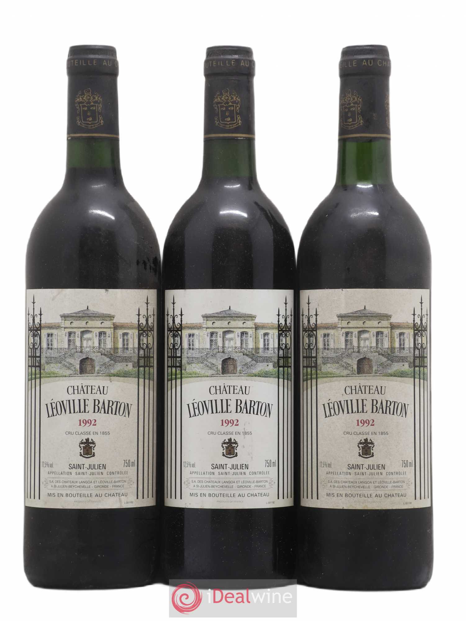 Château Léoville Barton 2ème Grand Cru Classé 1992 - Lot de 3 bouteilles - 0
