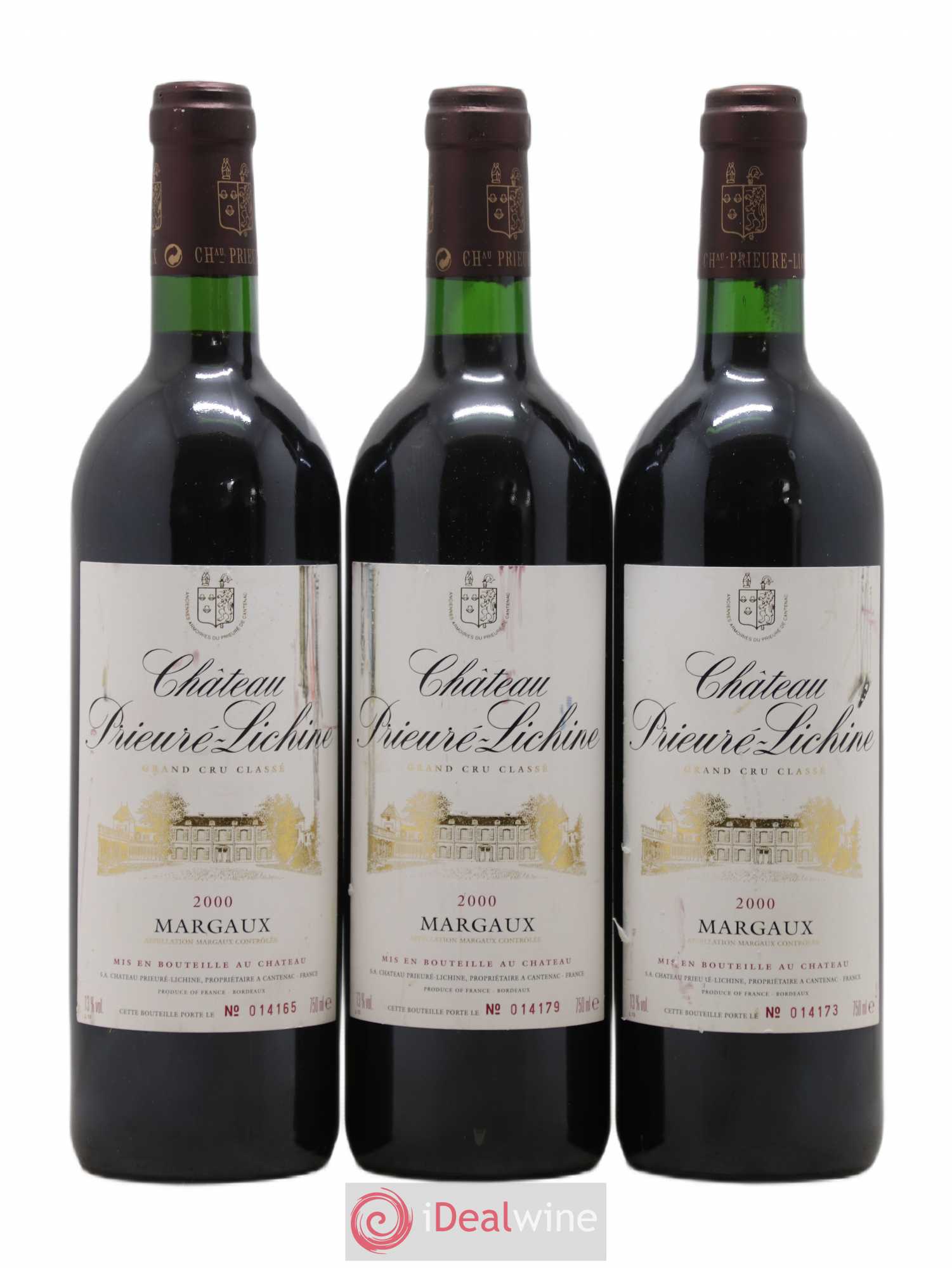 Château Prieuré Lichine 4ème Grand Cru Classé 2000 - Lot de 3 bouteilles - 0