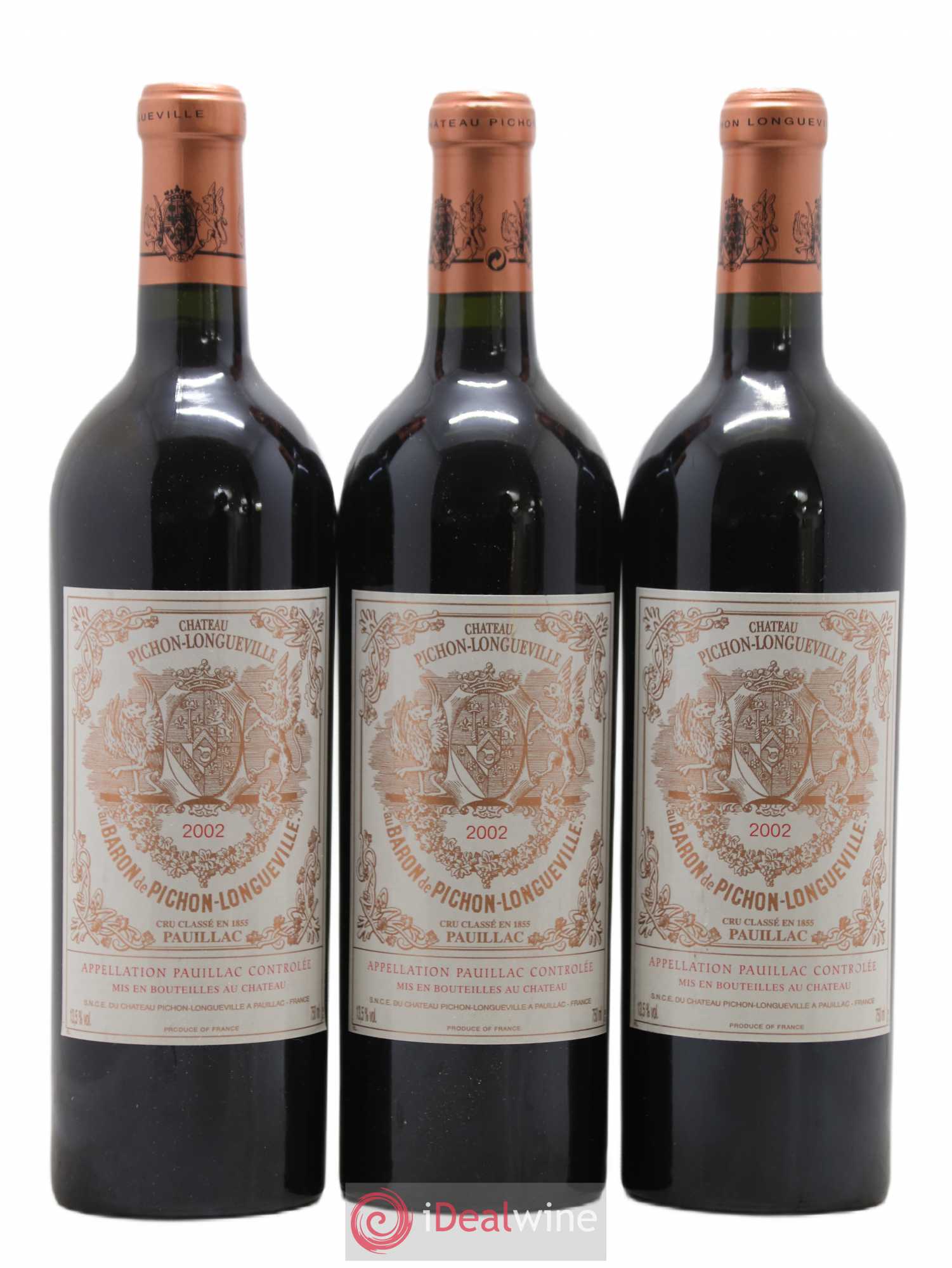 Pichon Longueville Baron 2ème Grand Cru Classé 2002 - Lot de 3 bouteilles - 0