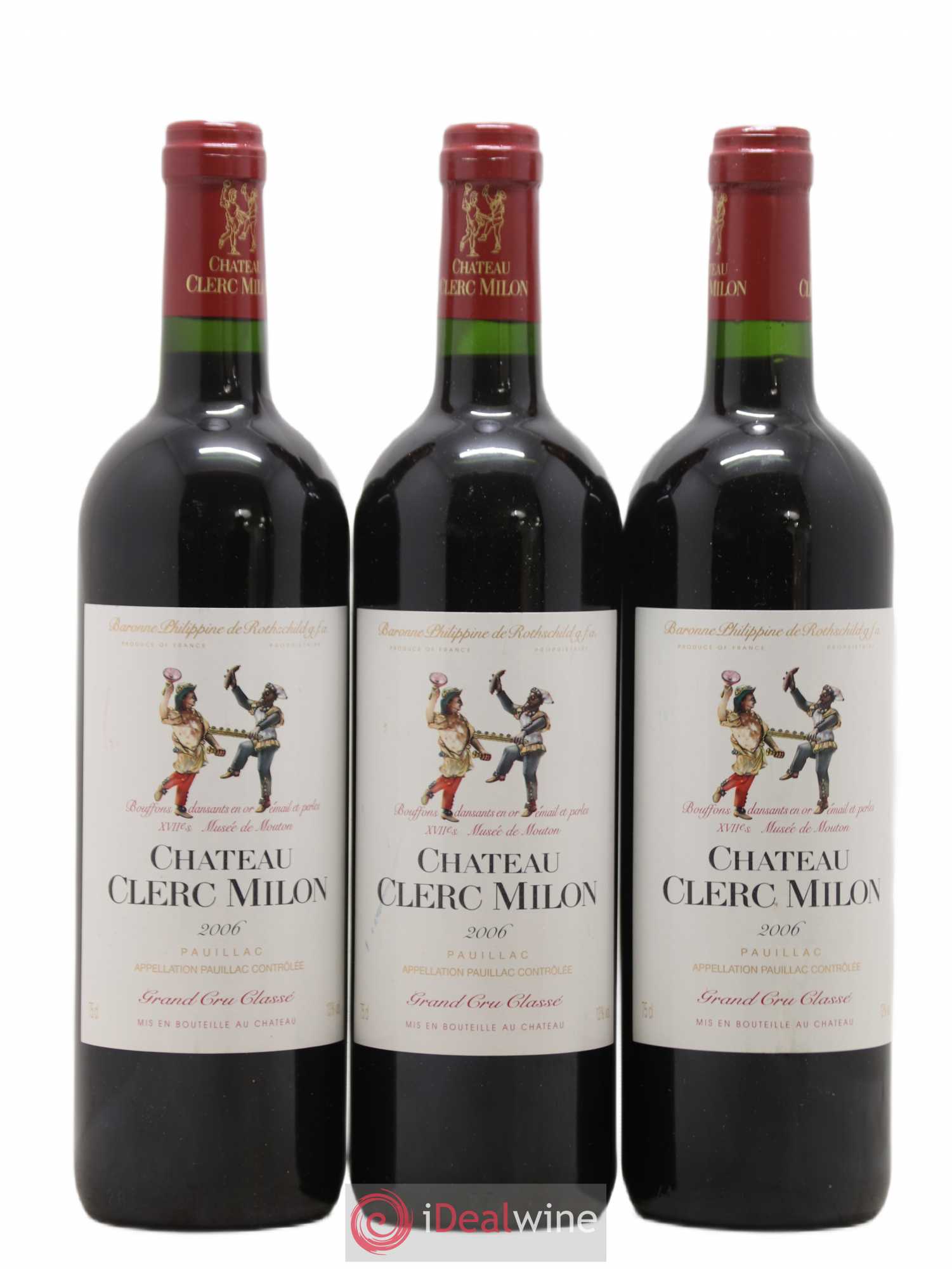 Château Clerc Milon 5ème Grand Cru Classé 2006 - Lot de 3 bouteilles - 0
