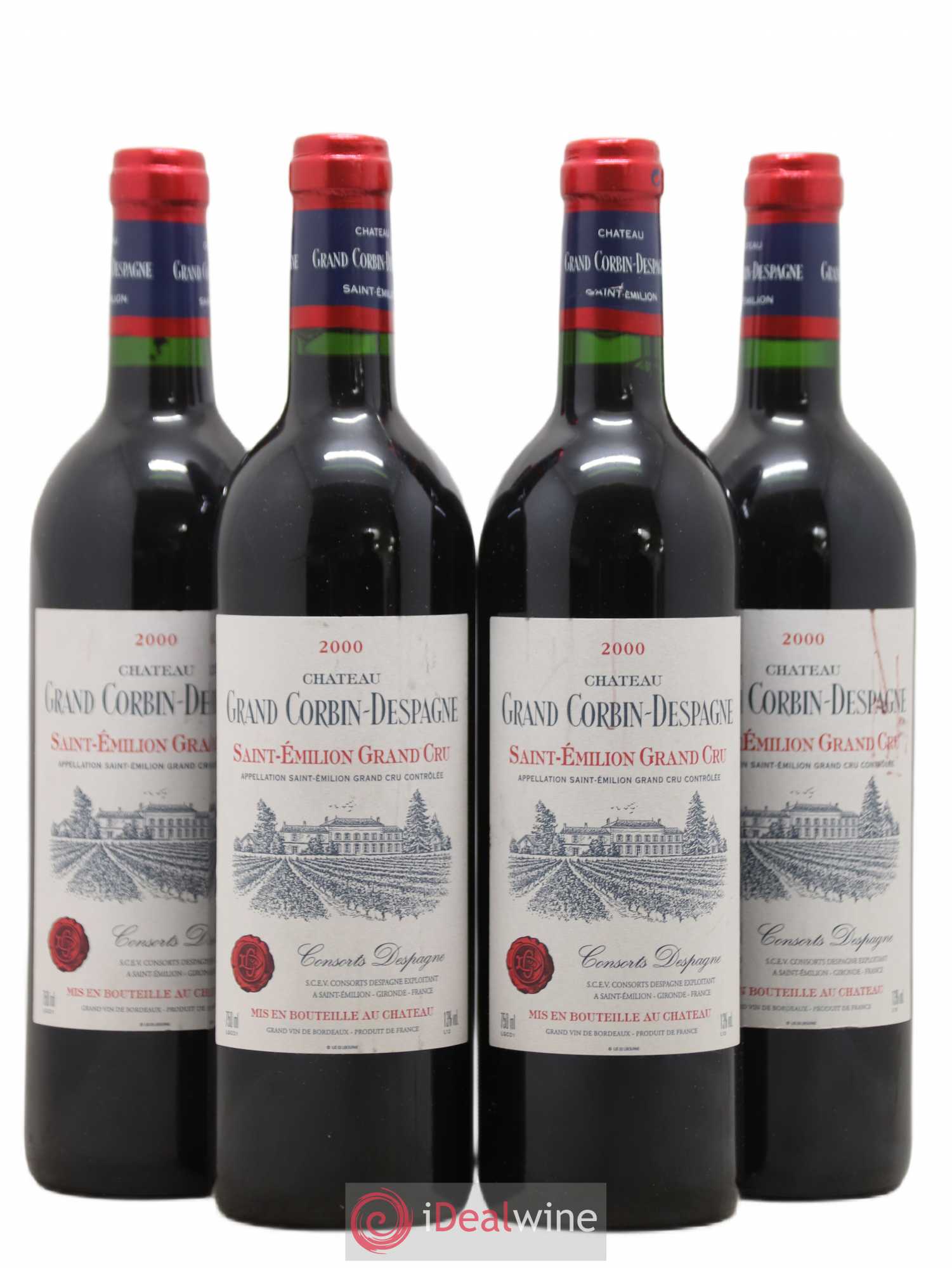 Château Grand Corbin Despagne Grand Cru Classé 2000 - Lot de 4 bouteilles - 0