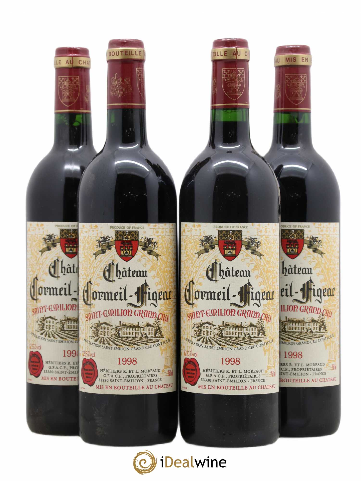 Château Cormeil Figeac 1998 - Lot de 4 bouteilles - 0