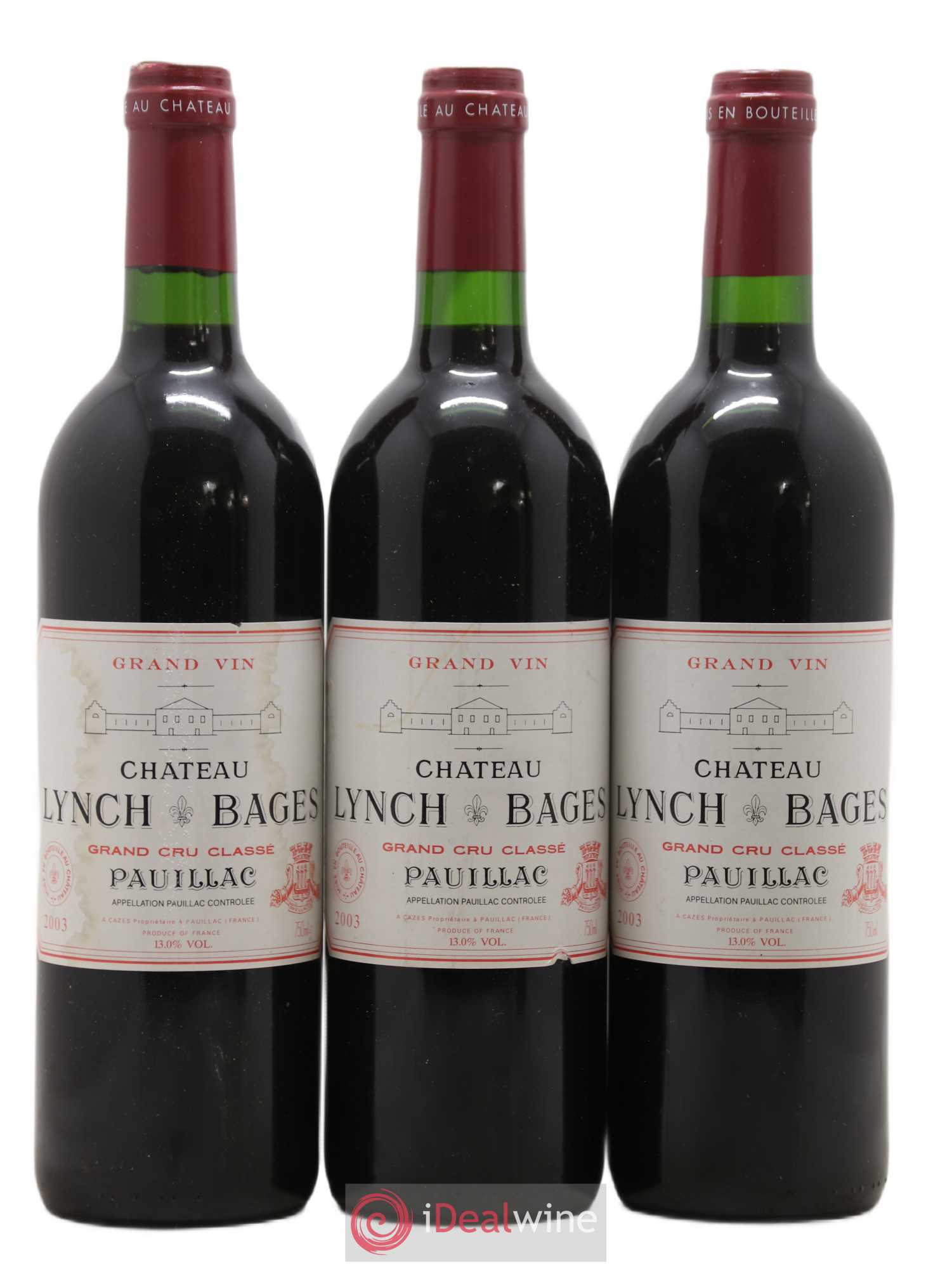 Château Lynch Bages 5ème Grand Cru Classé 2003 - Lot de 3 bouteilles - 0