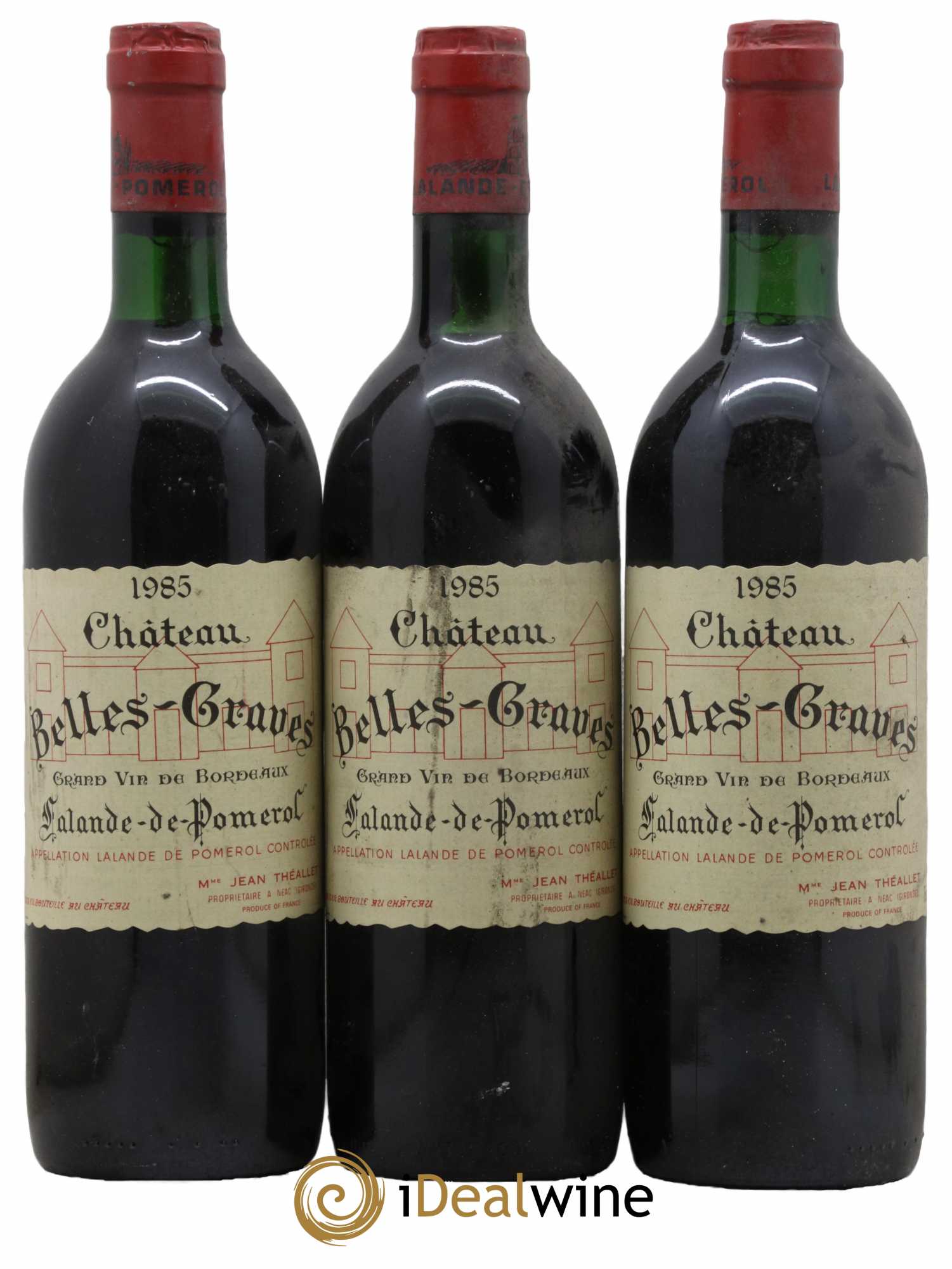 Lalande-de-Pomerol Château Belles Graves 1985 - Lot de 3 bouteilles - 0