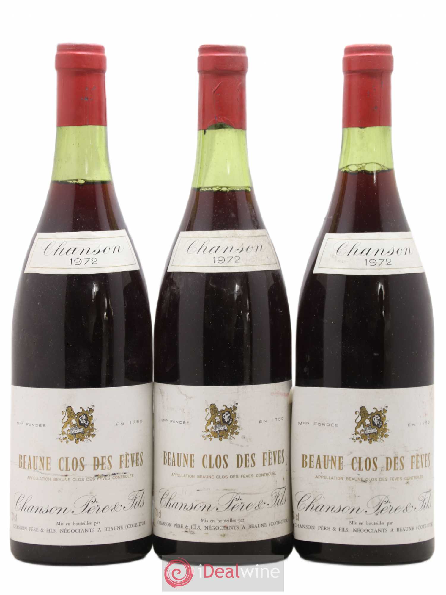 Beaune 1er Cru Clos des Fèves Chanson 1972 - Lot de 3 bouteilles - 0