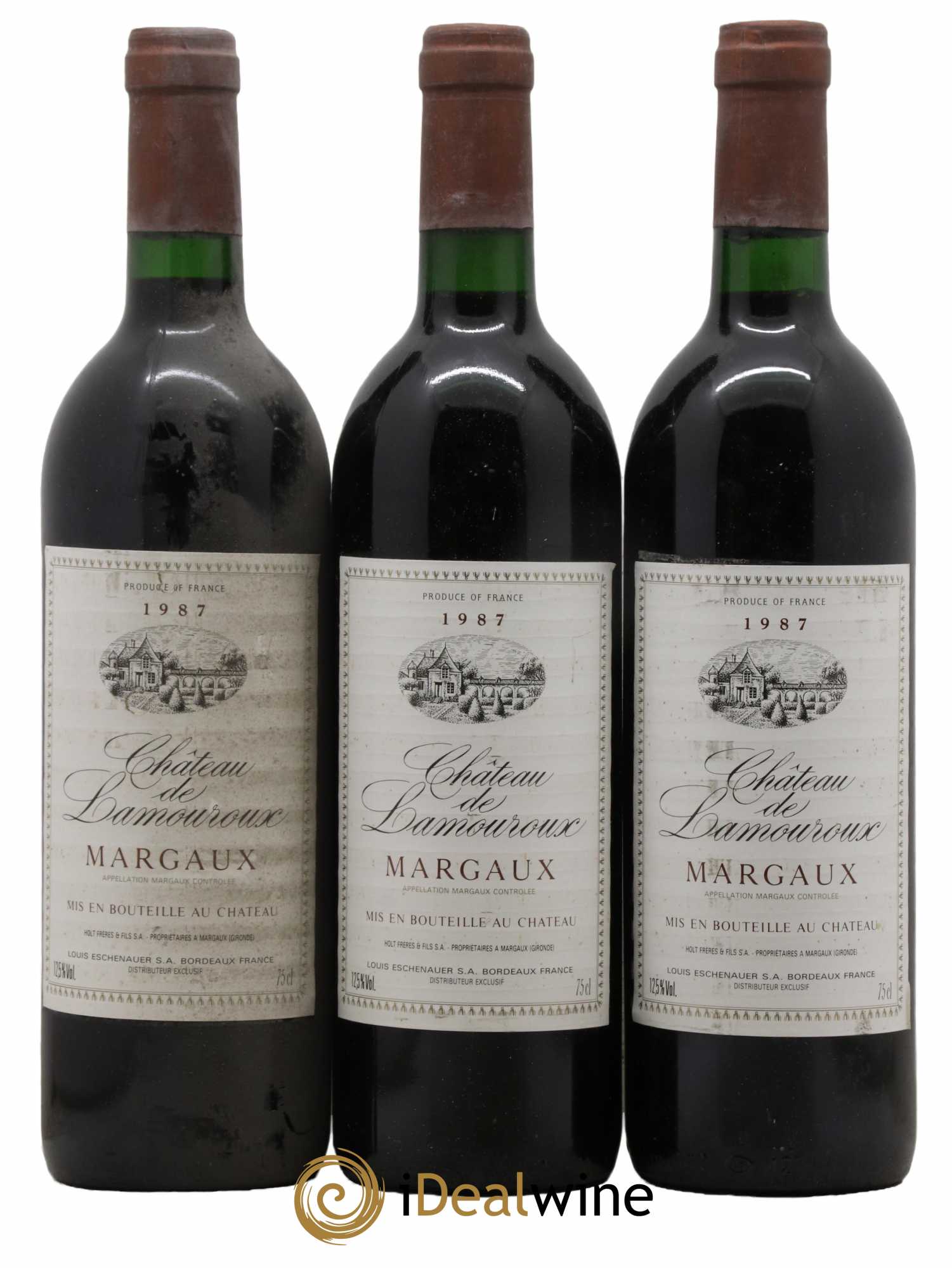 Bordeaux Margaux Château Lamouroux 1987 - Lot de 3 bouteilles - 0