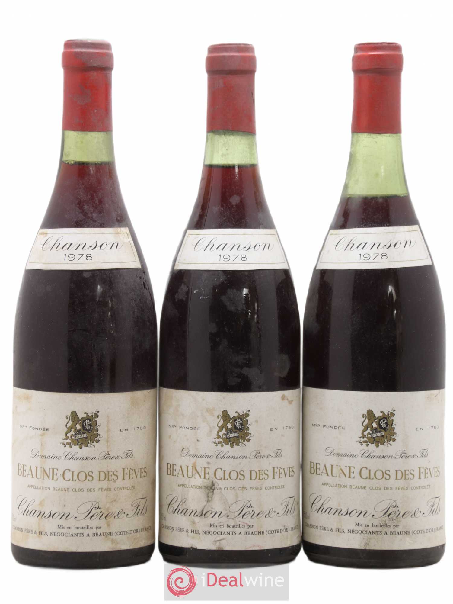 Beaune 1er Cru Clos des Fèves Chanson 1978 - Lot de 3 bouteilles - 0
