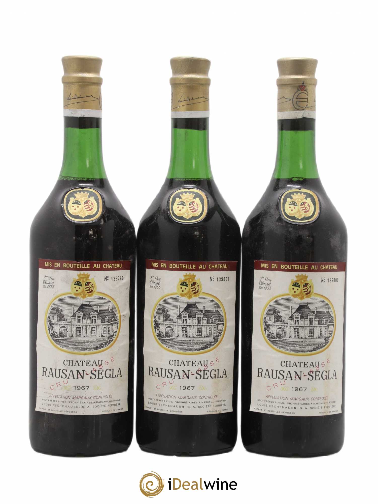 Château Rauzan Ségla Grand Cru Classé 1967 - Lot de 3 bouteilles - 0