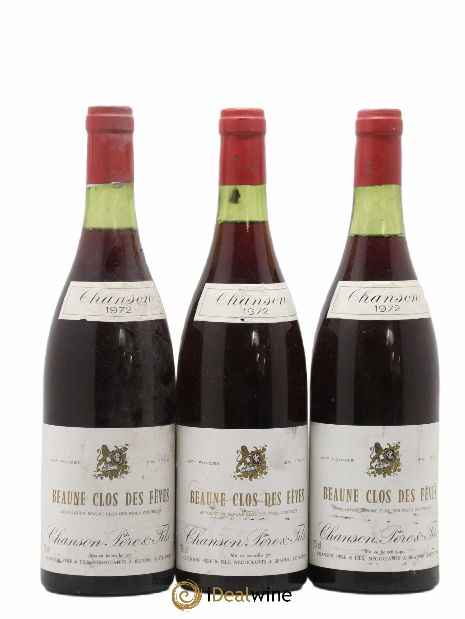Beaune 1er Cru Clos des Fèves Chanson 1972 - Lot de 3 bouteilles - 0