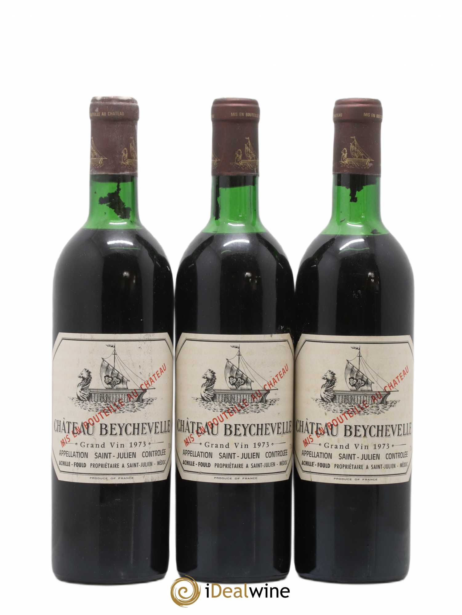 Château Beychevelle 4ème Grand Cru Classé 1973 - Lot de 3 bouteilles - 0