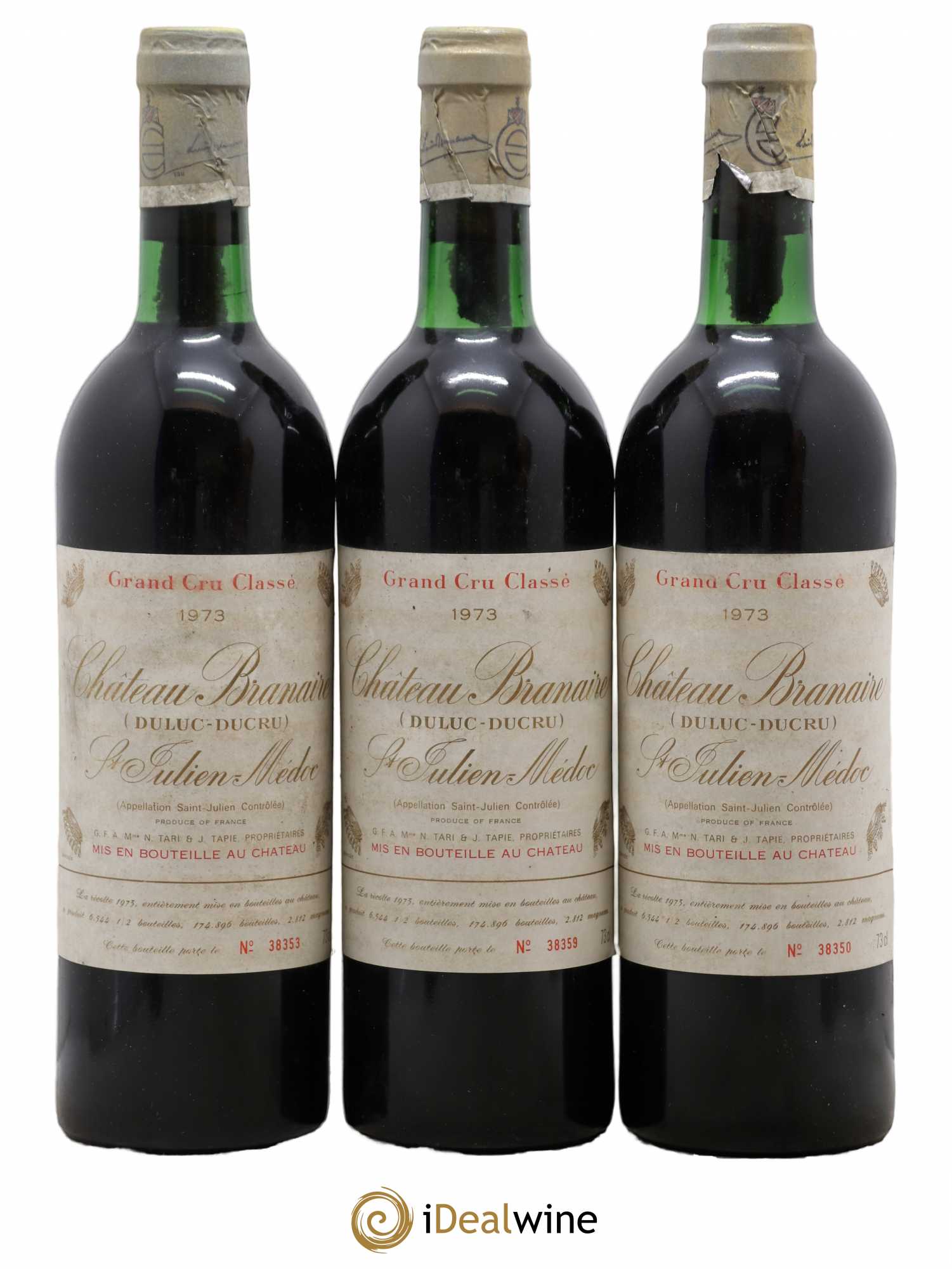 Château Branaire Ducru 4ème Grand Cru Classé 1973 - Lot de 3 bouteilles - 0