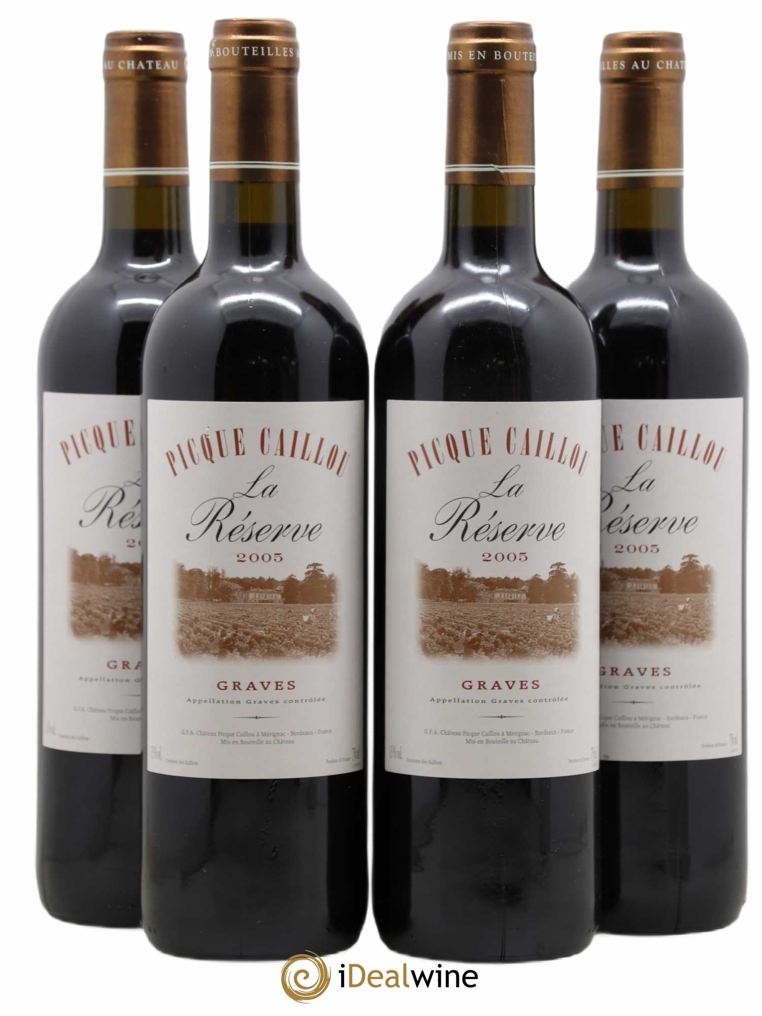 Graves La Réserve Château Picque Caillou 2005 - Lotto di 4 bottiglie - 0