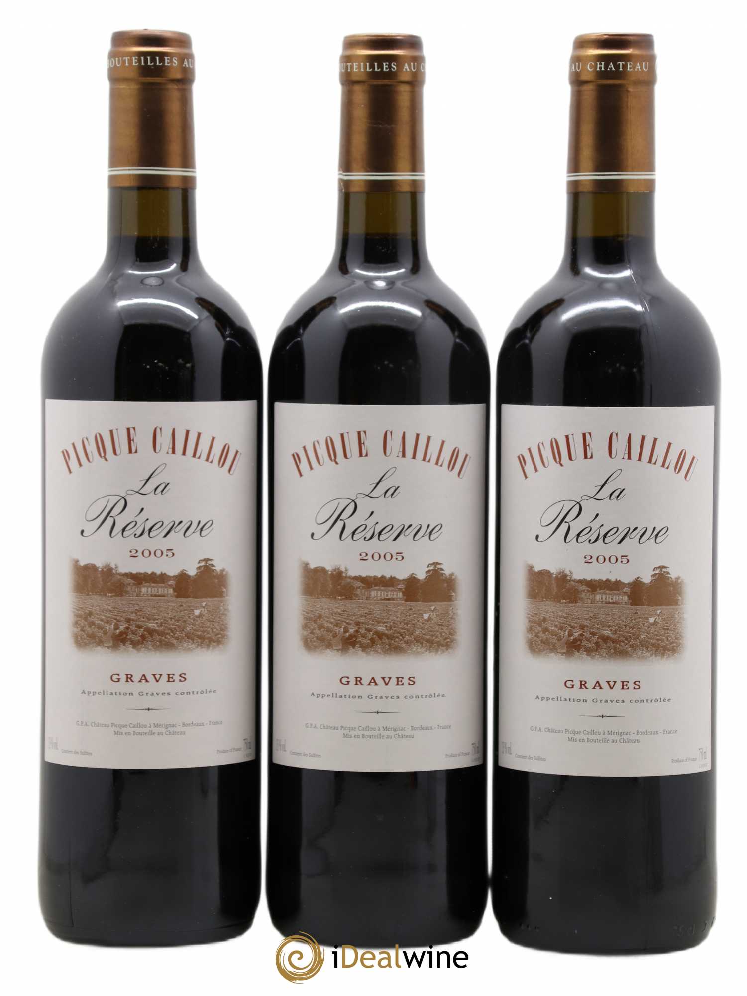 Graves La Réserve Château Picque Caillou (sans prix de réserve) 2005 - Posten von 3 Flaschen - 0