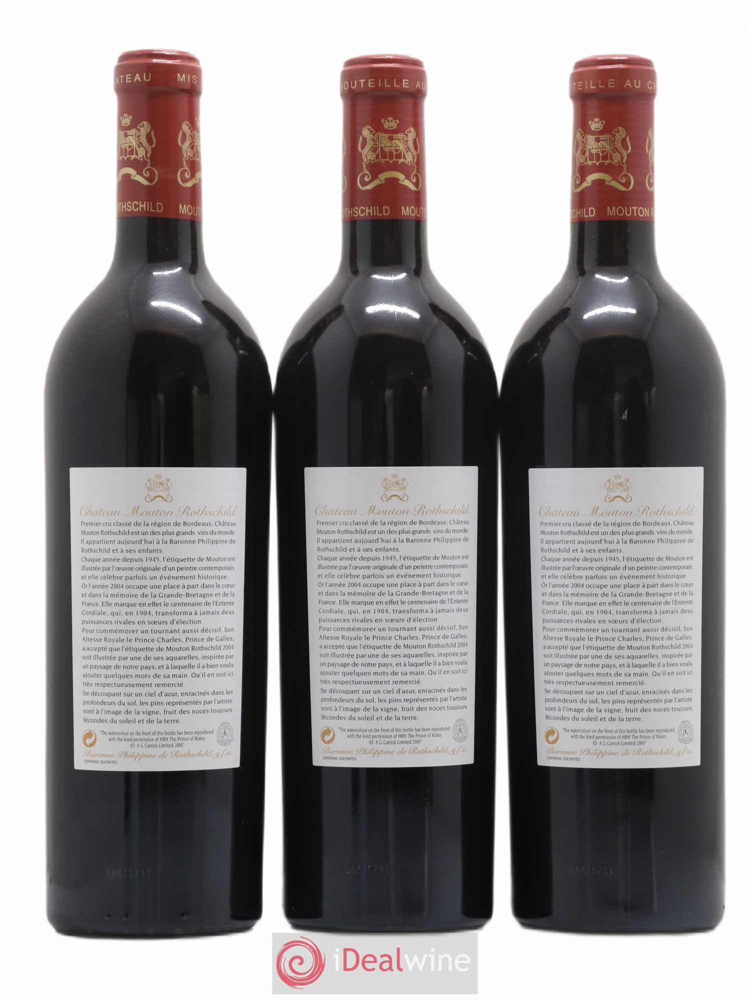 Château Mouton Rothschild 1er Grand Cru Classé 2004 - Lot de 3 bouteilles - 1
