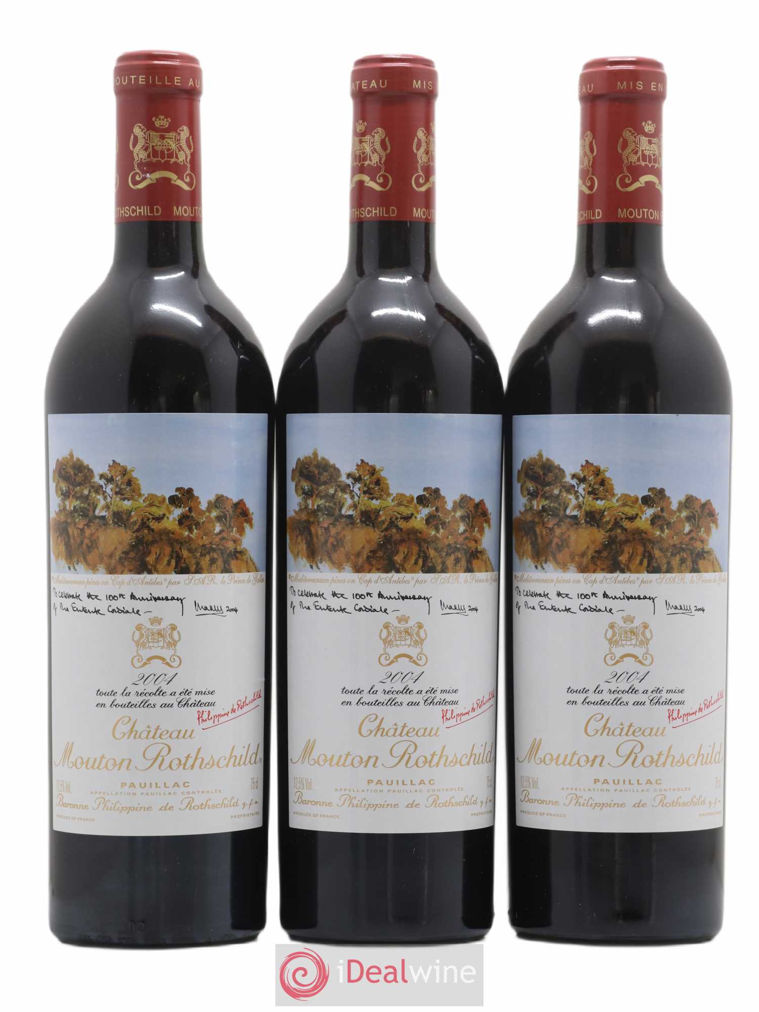Château Mouton Rothschild 1er Grand Cru Classé 2004 - Lot de 3 bouteilles - 0