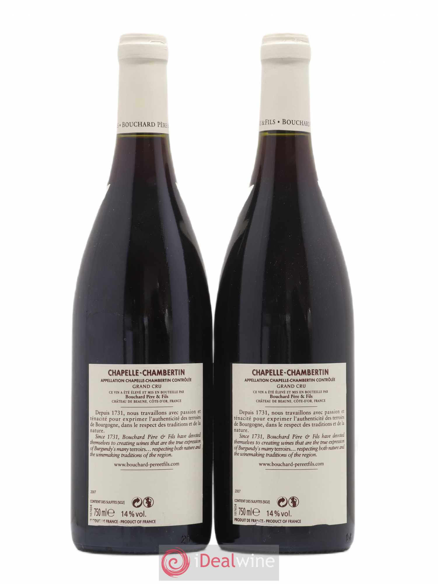 Chapelle-Chambertin Grand Cru Bouchard Père & Fils 2007 - Lot de 2 bouteilles - 1