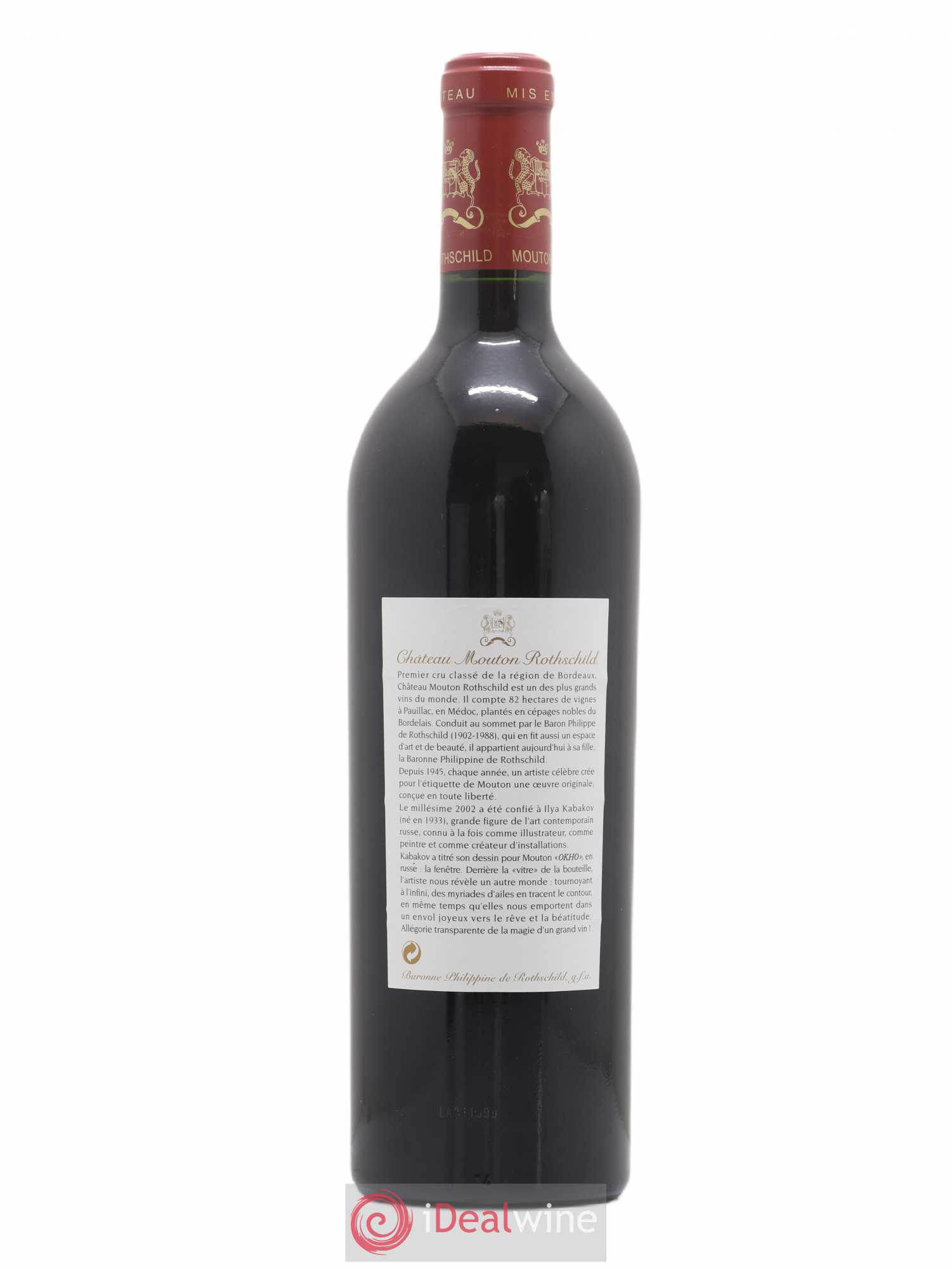 Château Mouton Rothschild 1er Grand Cru Classé 2002 - Lot de 1 bouteille - 1