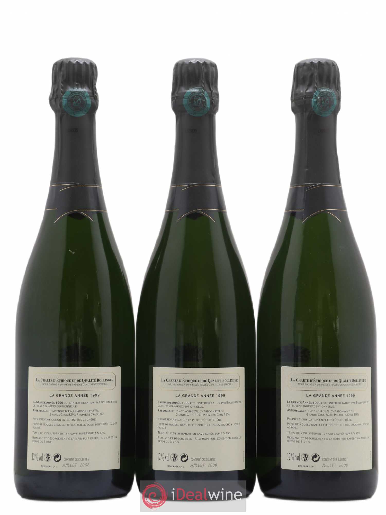 La Grande Année Brut Bollinger 1999 - Lot de 3 bouteilles - 1