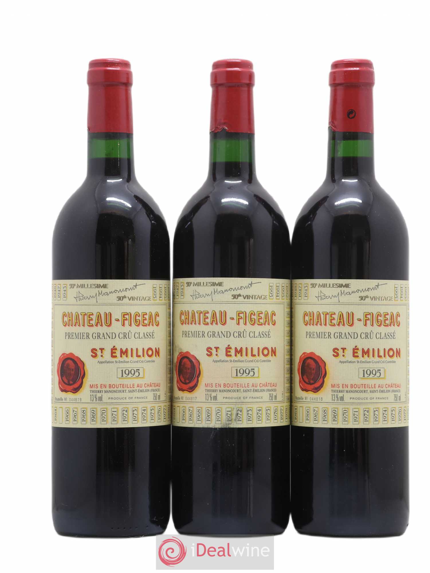 Château Figeac 1er Grand Cru Classé A 1995 - Lot de 3 bouteilles - 0