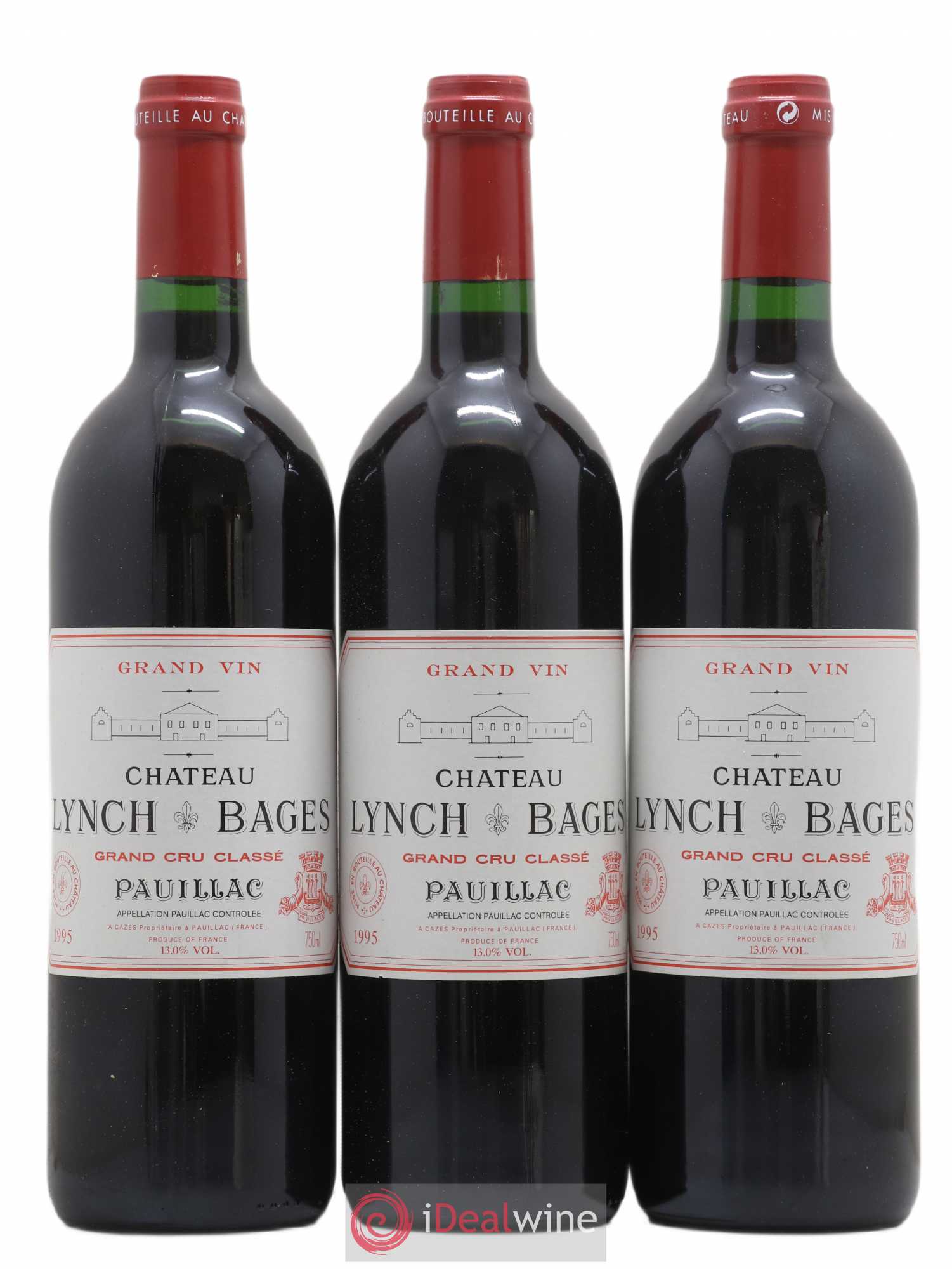 Château Lynch Bages 5ème Grand Cru Classé 1995 - Lot de 3 bouteilles - 0