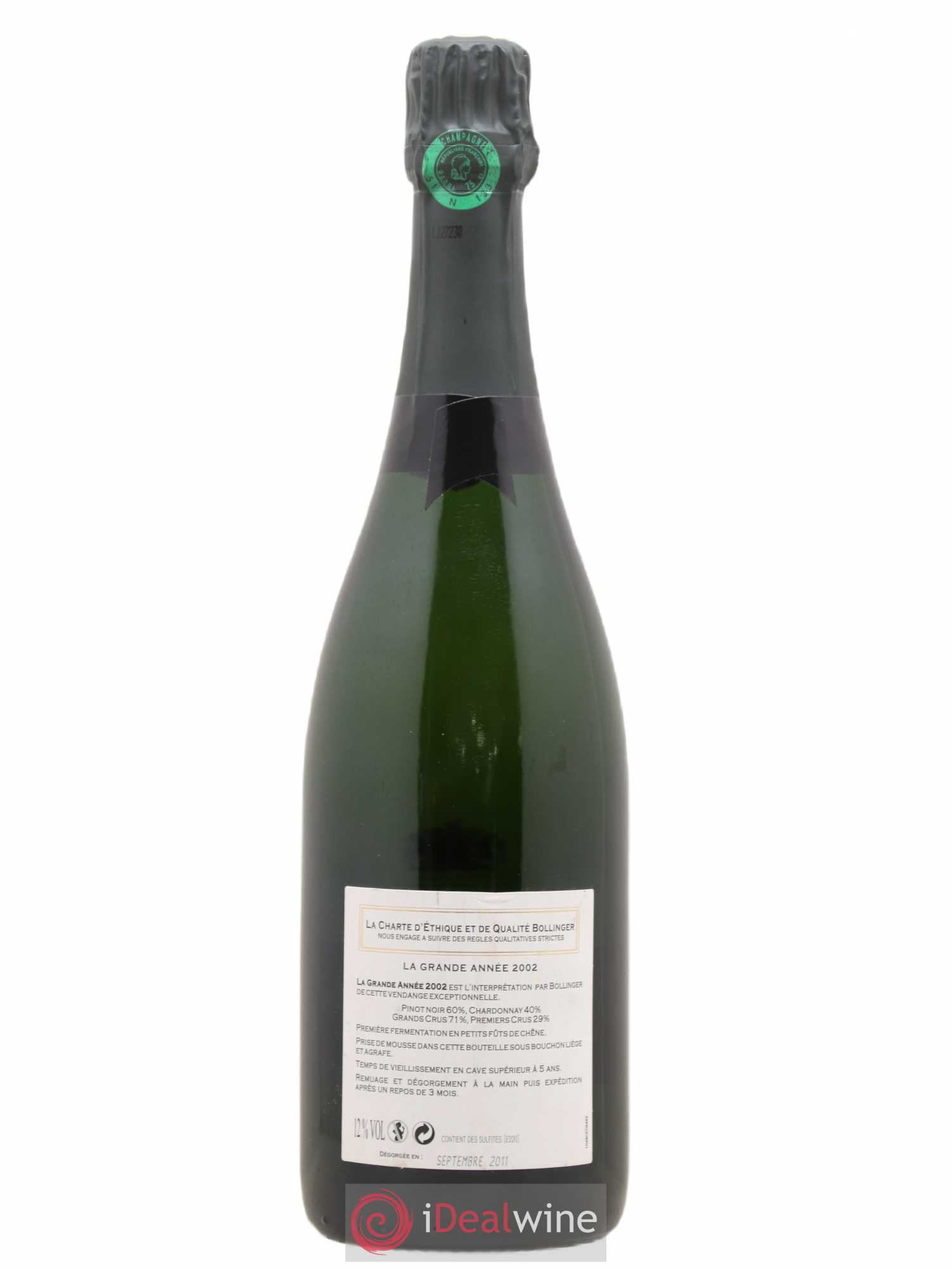 Grande Année Brut Bollinger  (senza prezzo di riserva) 2002 - Lotto di 1 bottiglia - 1