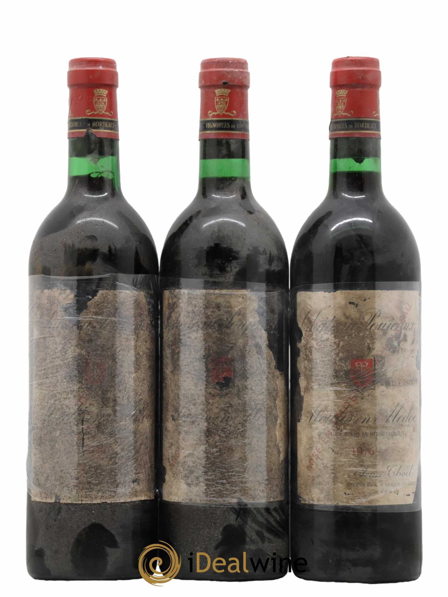Château Poujeaux 1976 - Lot de 3 bouteilles - 0