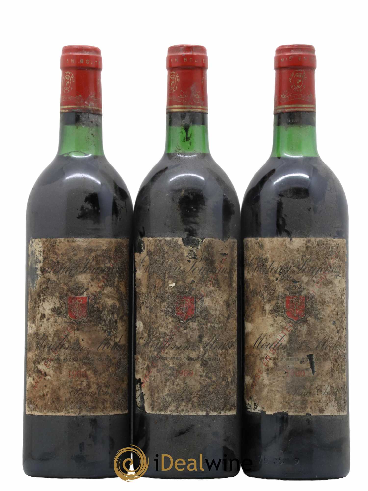 Château Poujeaux 1980 - Lot de 3 bouteilles - 0