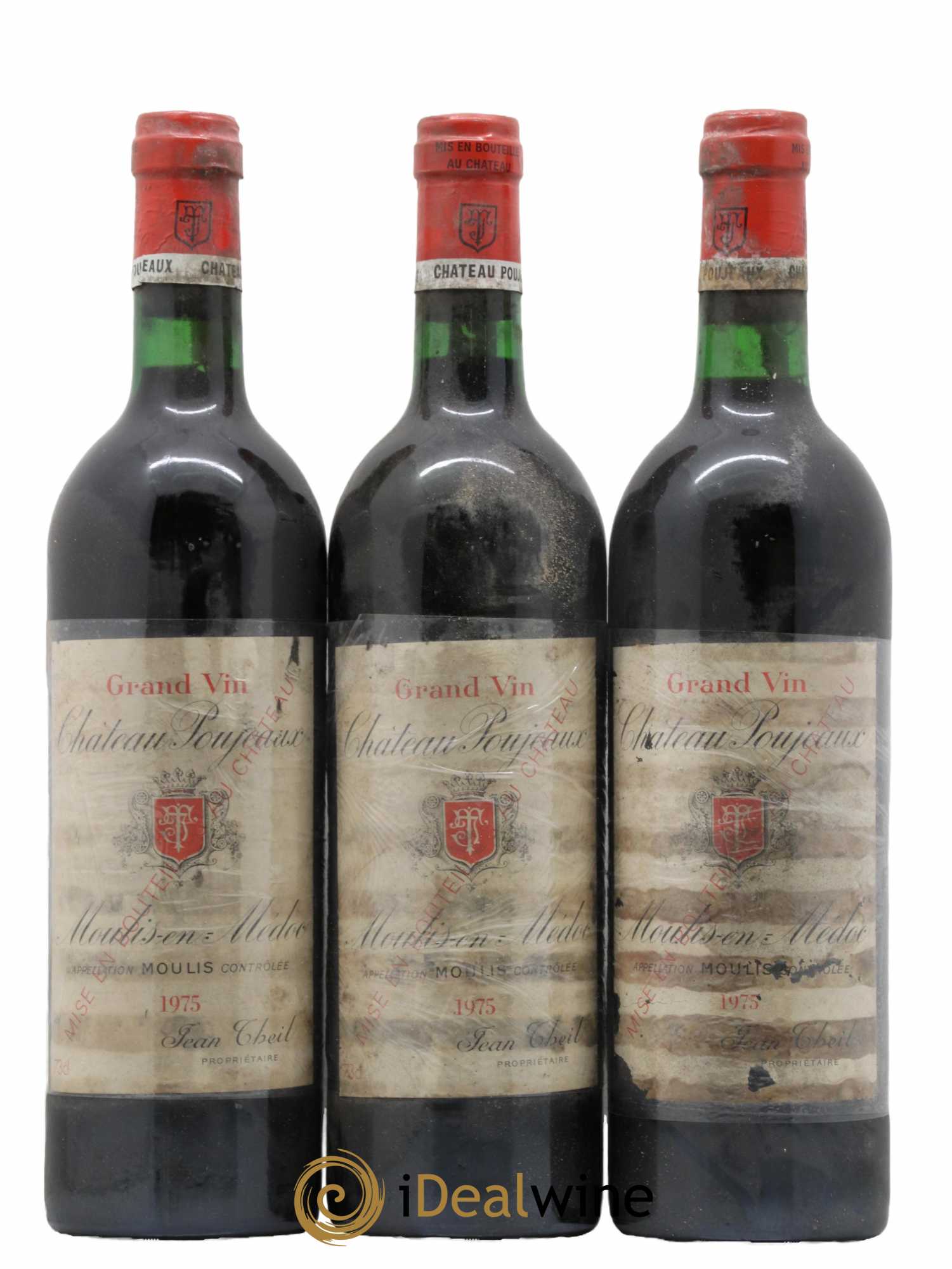 Château Poujeaux 1975 - Lot de 3 bouteilles - 0
