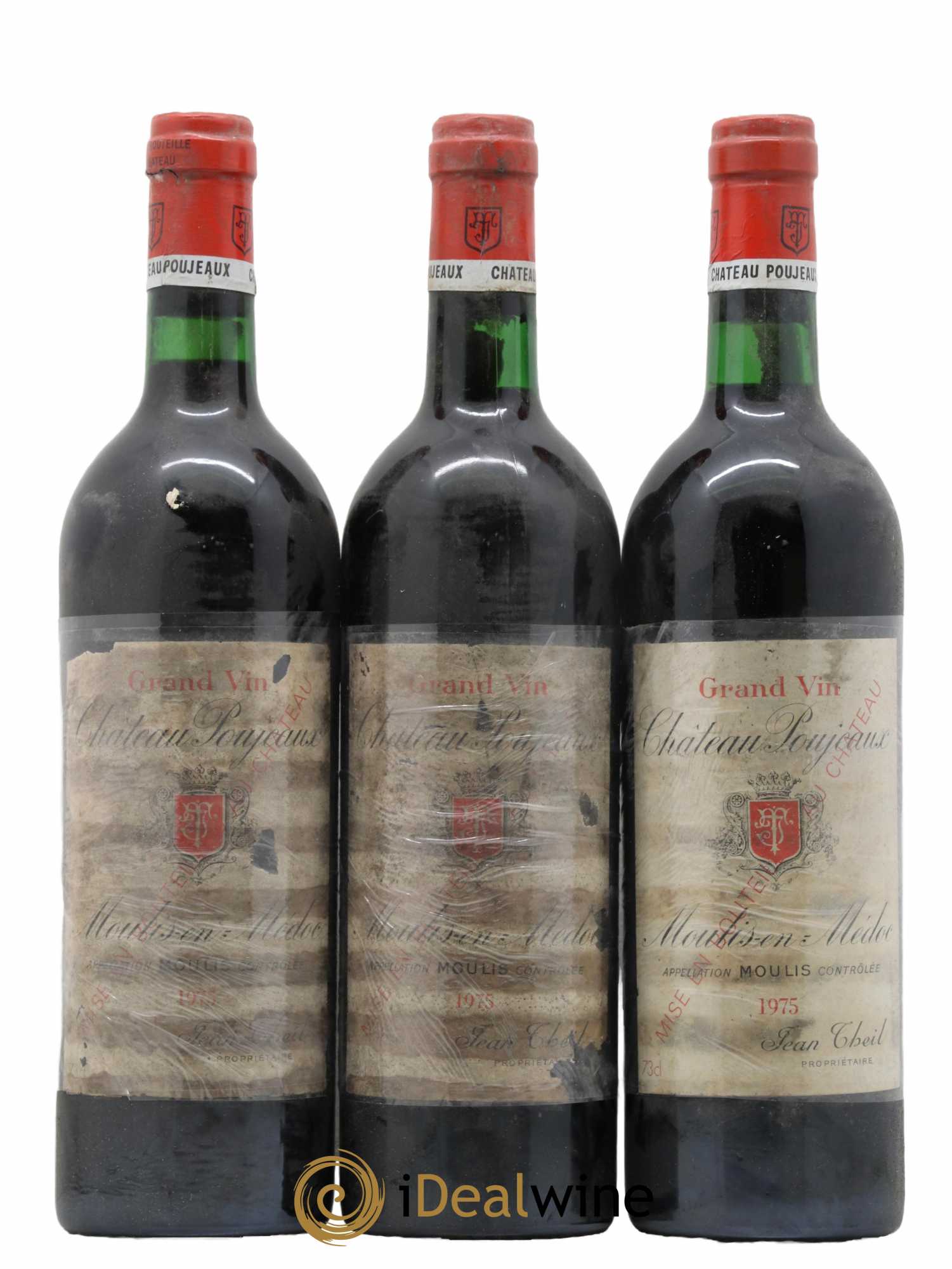 Château Poujeaux 1975 - Lot de 3 bouteilles - 0