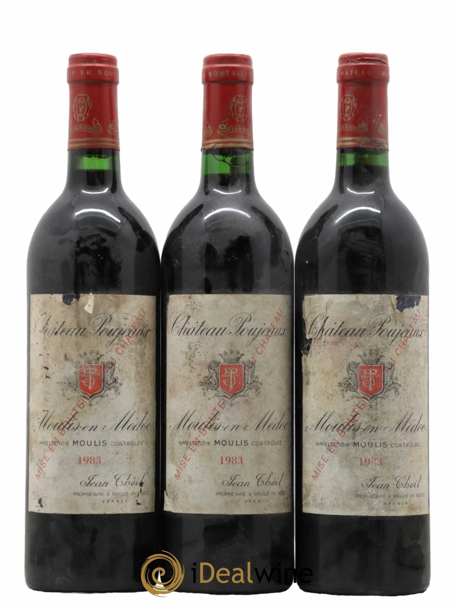 Château Poujeaux 1983 - Lot de 3 bouteilles - 0