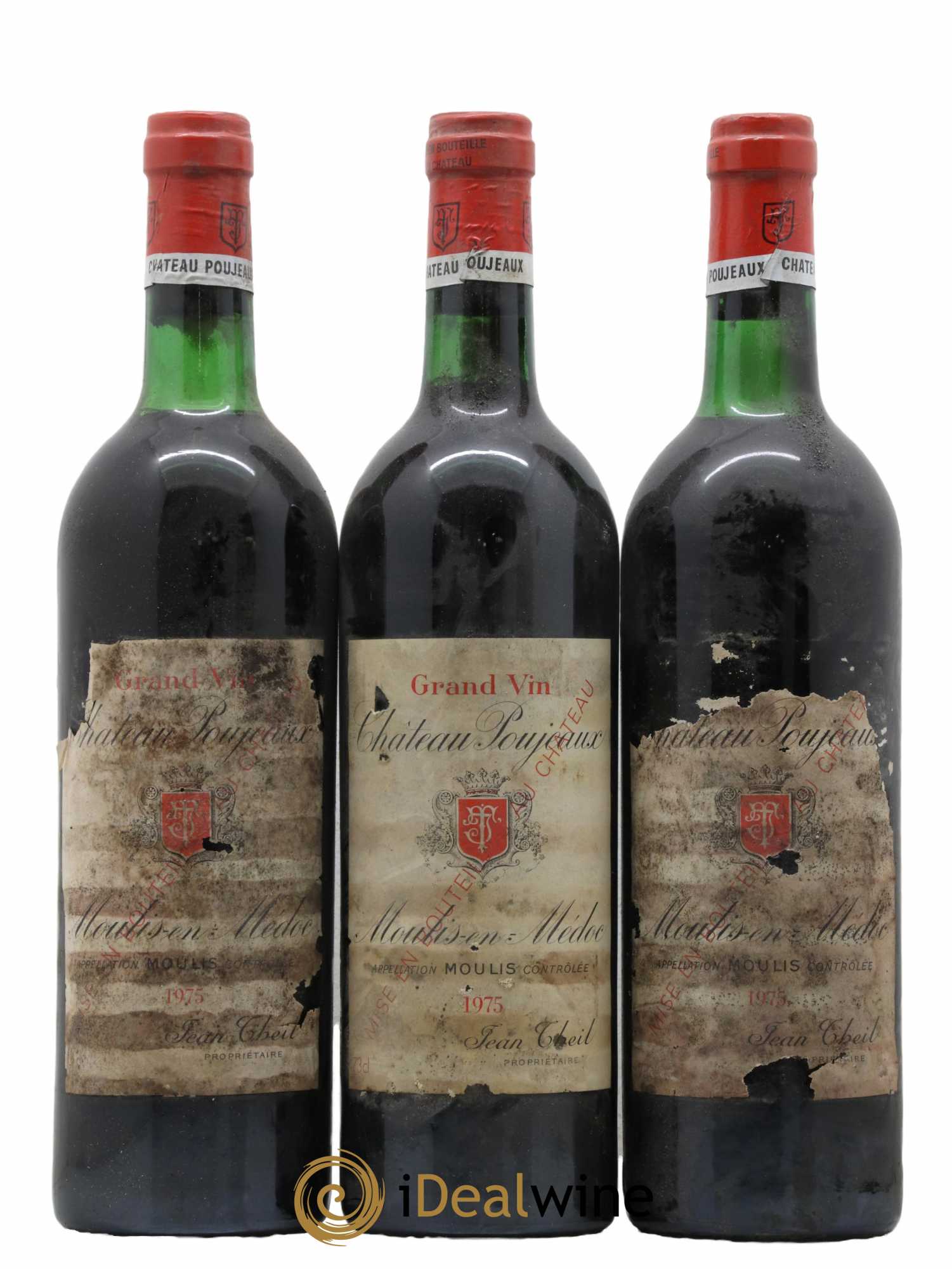 Château Poujeaux 1975 - Lot de 3 bouteilles - 0