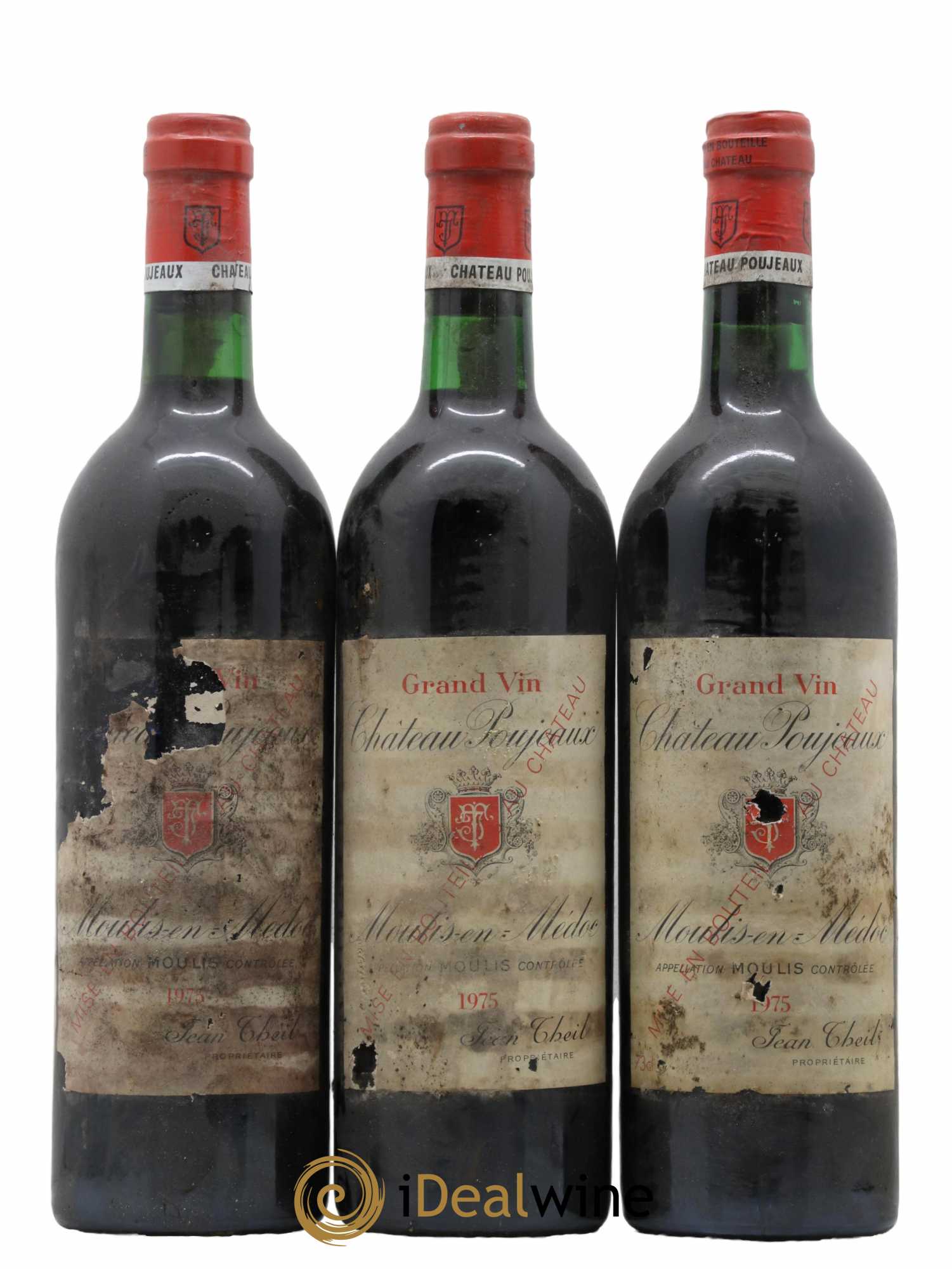 Château Poujeaux 1975 - Lot de 3 bouteilles - 0