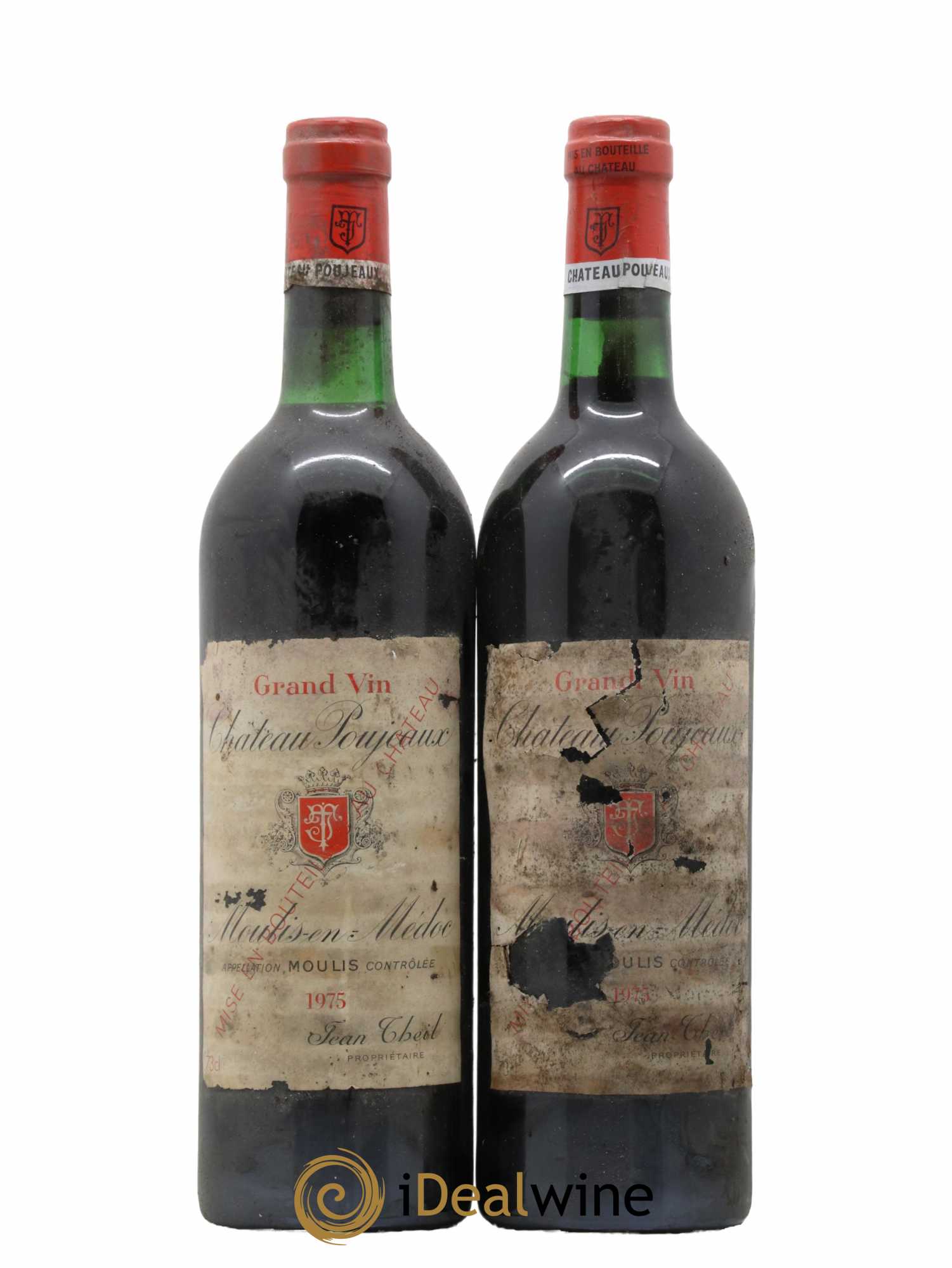 Château Poujeaux 1975 - Lot de 2 bouteilles - 0