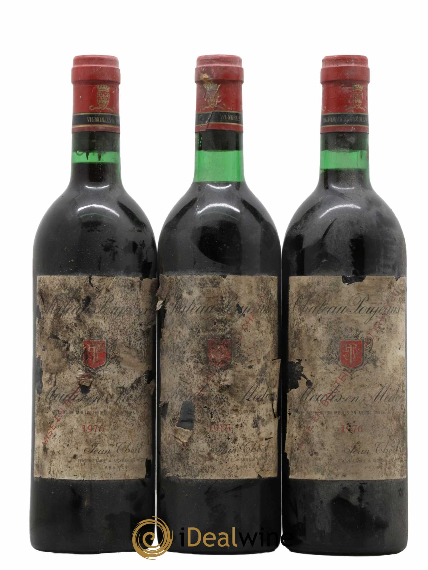 Château Poujeaux 1976 - Lot de 3 bouteilles - 0
