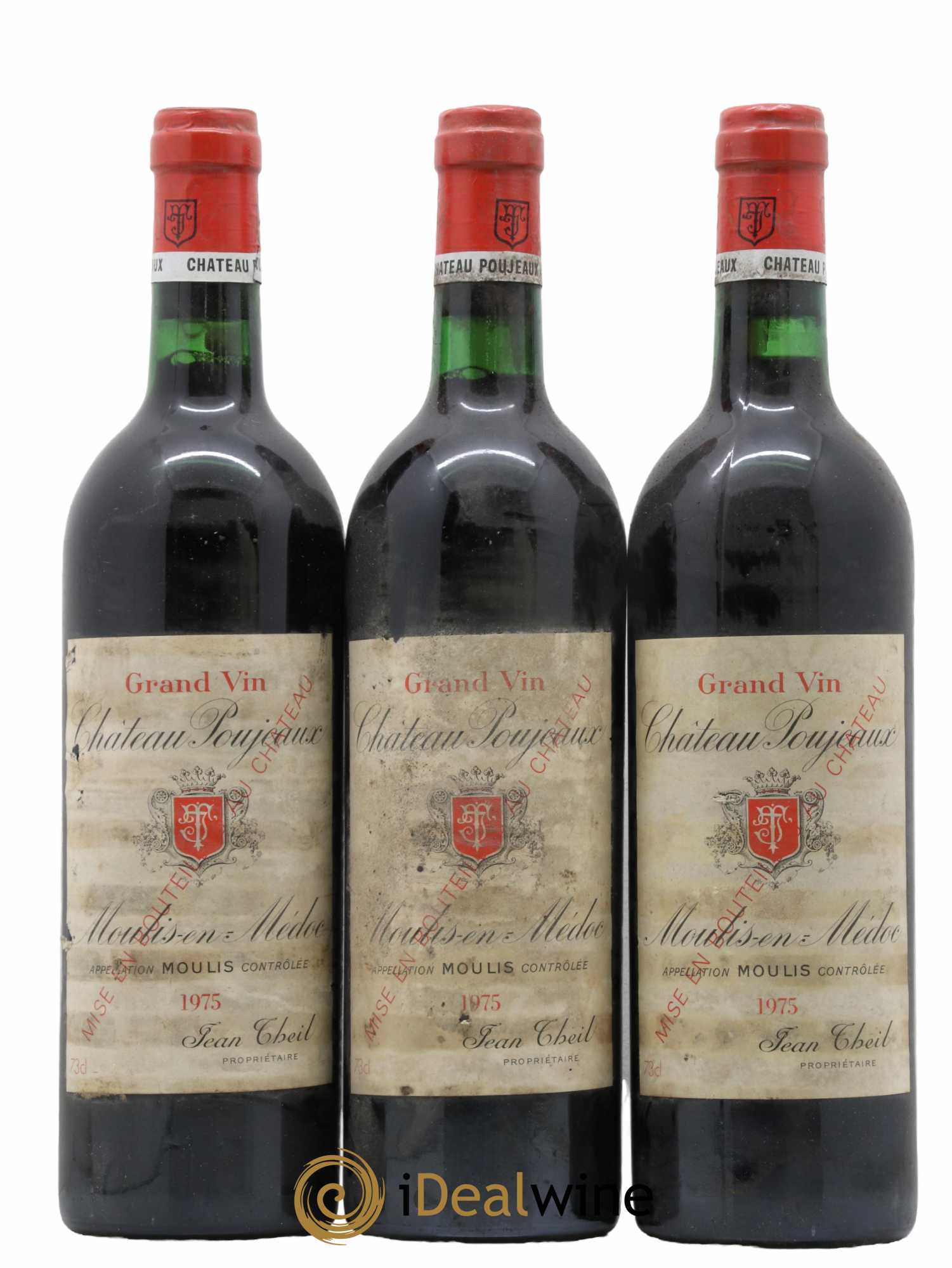 Château Poujeaux 1975 - Lot de 3 bouteilles - 0