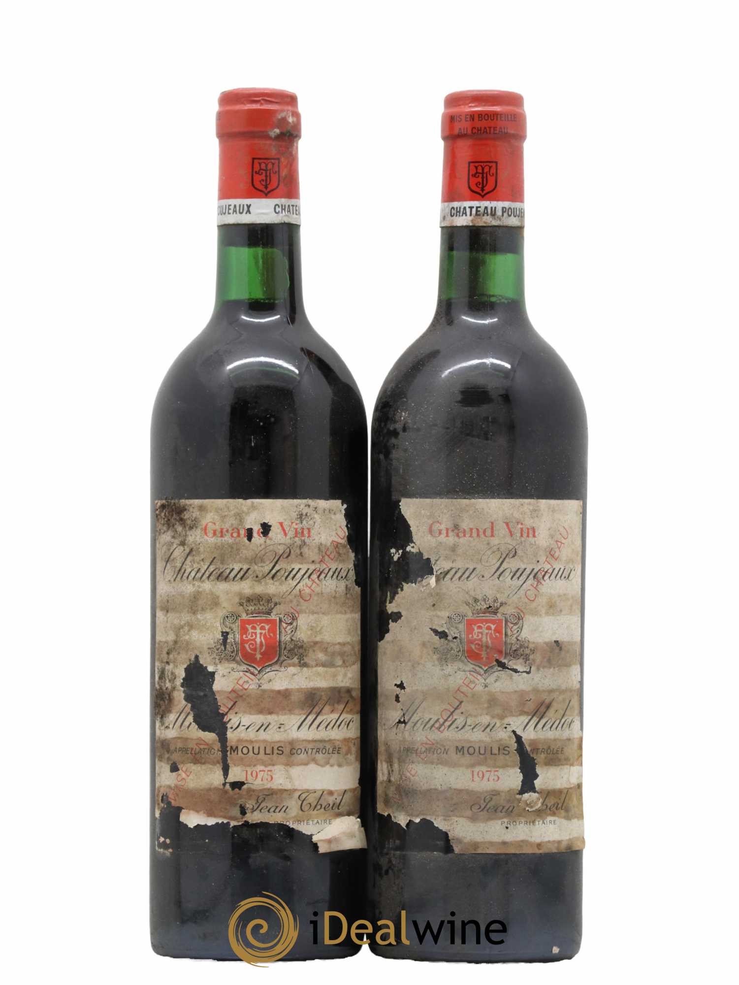 Château Poujeaux 1975 - Lot de 2 bouteilles - 0