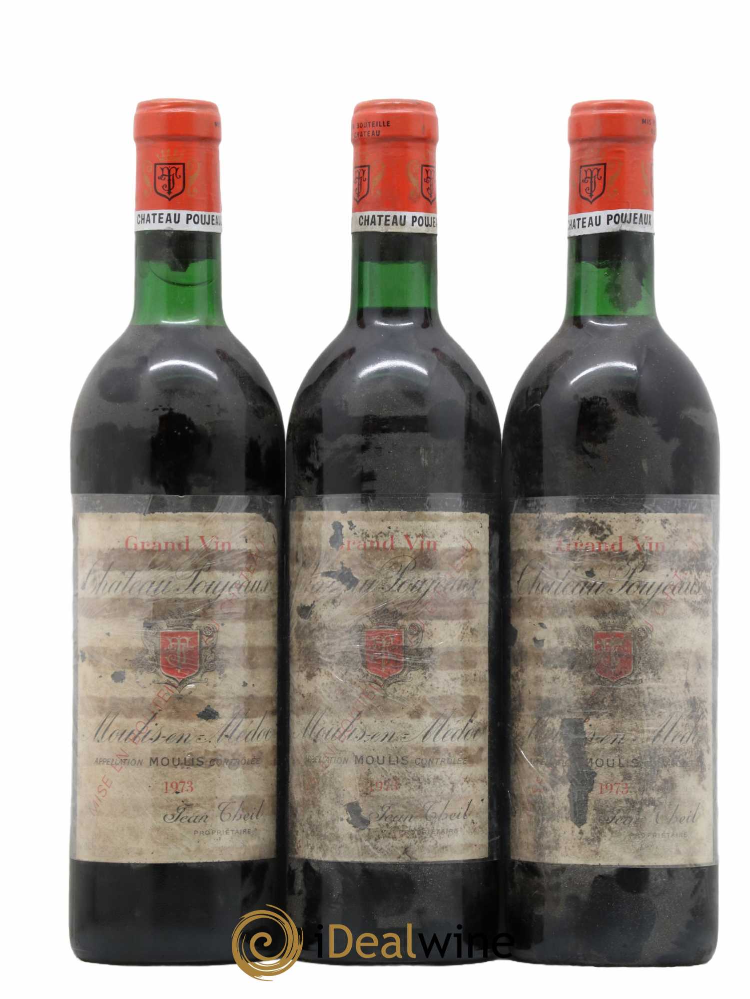 Château Poujeaux 1973 - Lot de 3 bouteilles - 0