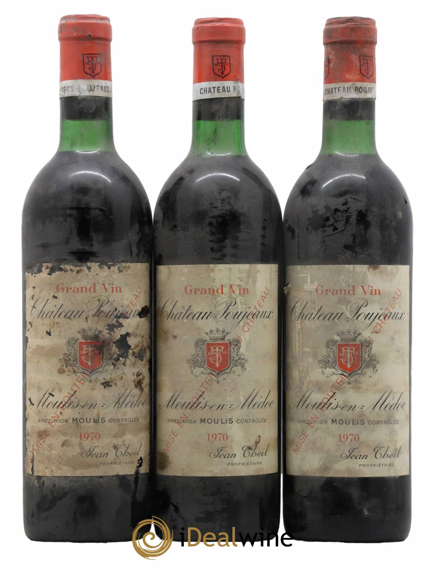Château Poujeaux 1970 - Lot de 3 bouteilles - 0