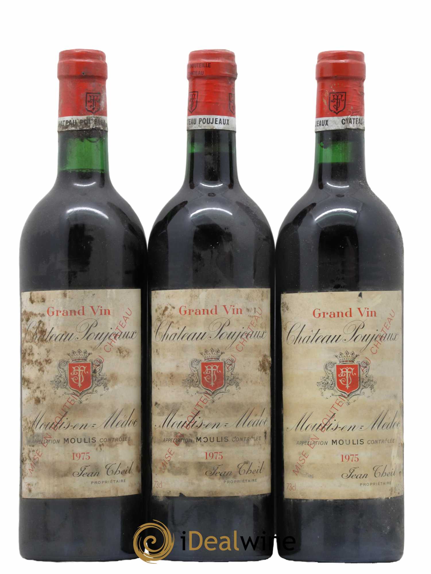 Château Poujeaux 1975 - Lot de 3 bouteilles - 0