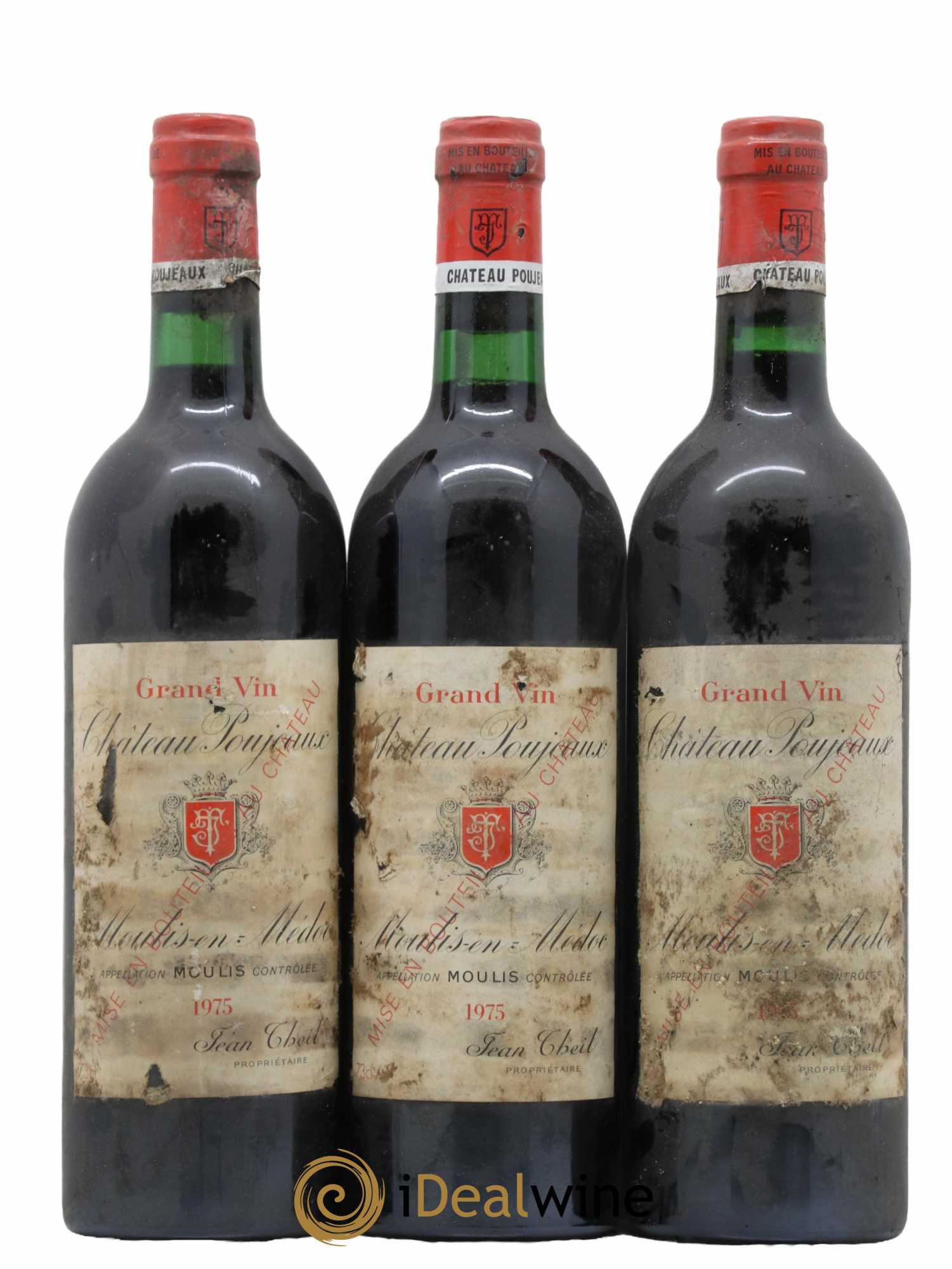 Château Poujeaux 1975 - Lot de 3 bouteilles - 0
