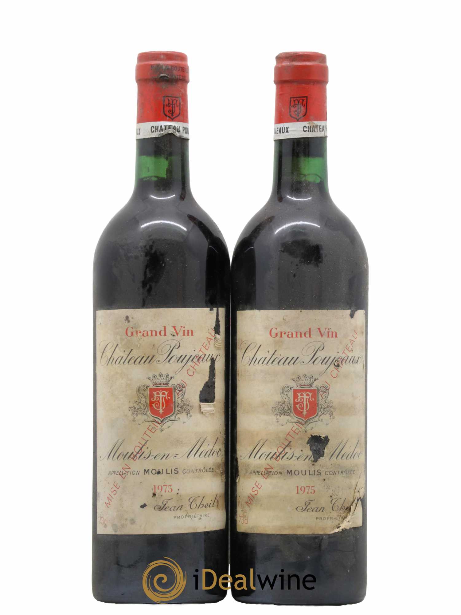 Château Poujeaux 1975 - Lot de 2 bouteilles - 0