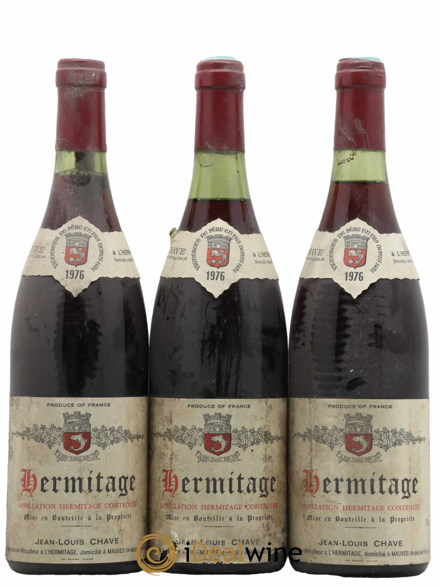 Hermitage Jean-Louis Chave 1976 - Lot de 3 bouteilles - 0