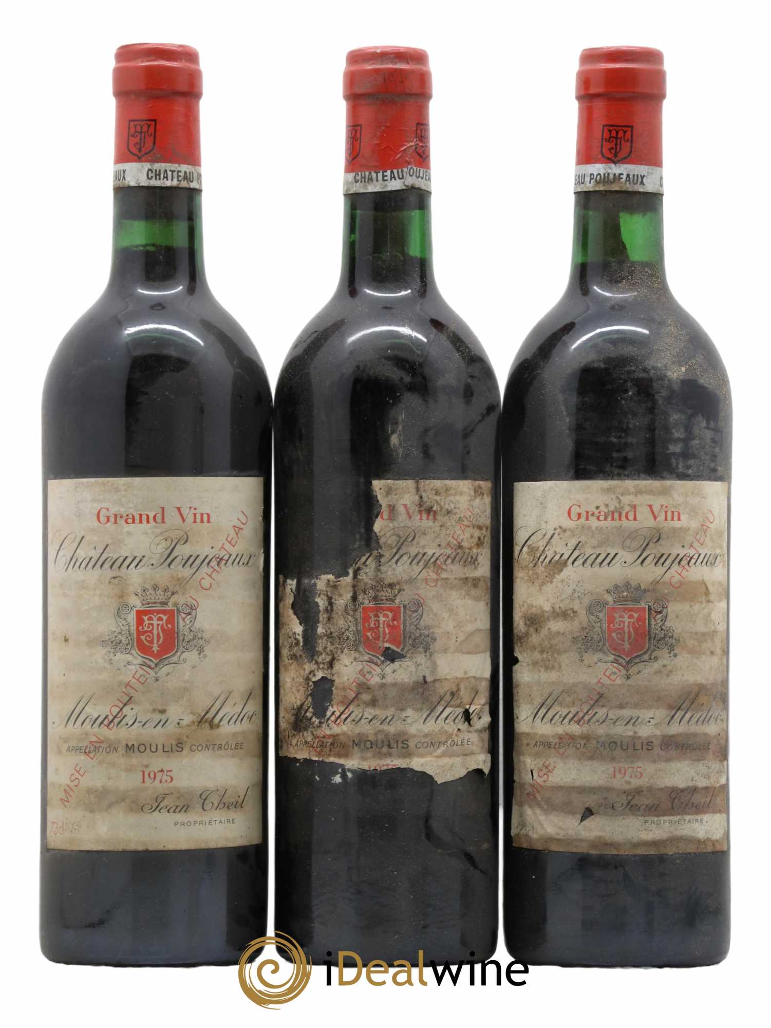 Château Poujeaux 1975 - Lot de 3 bouteilles - 0