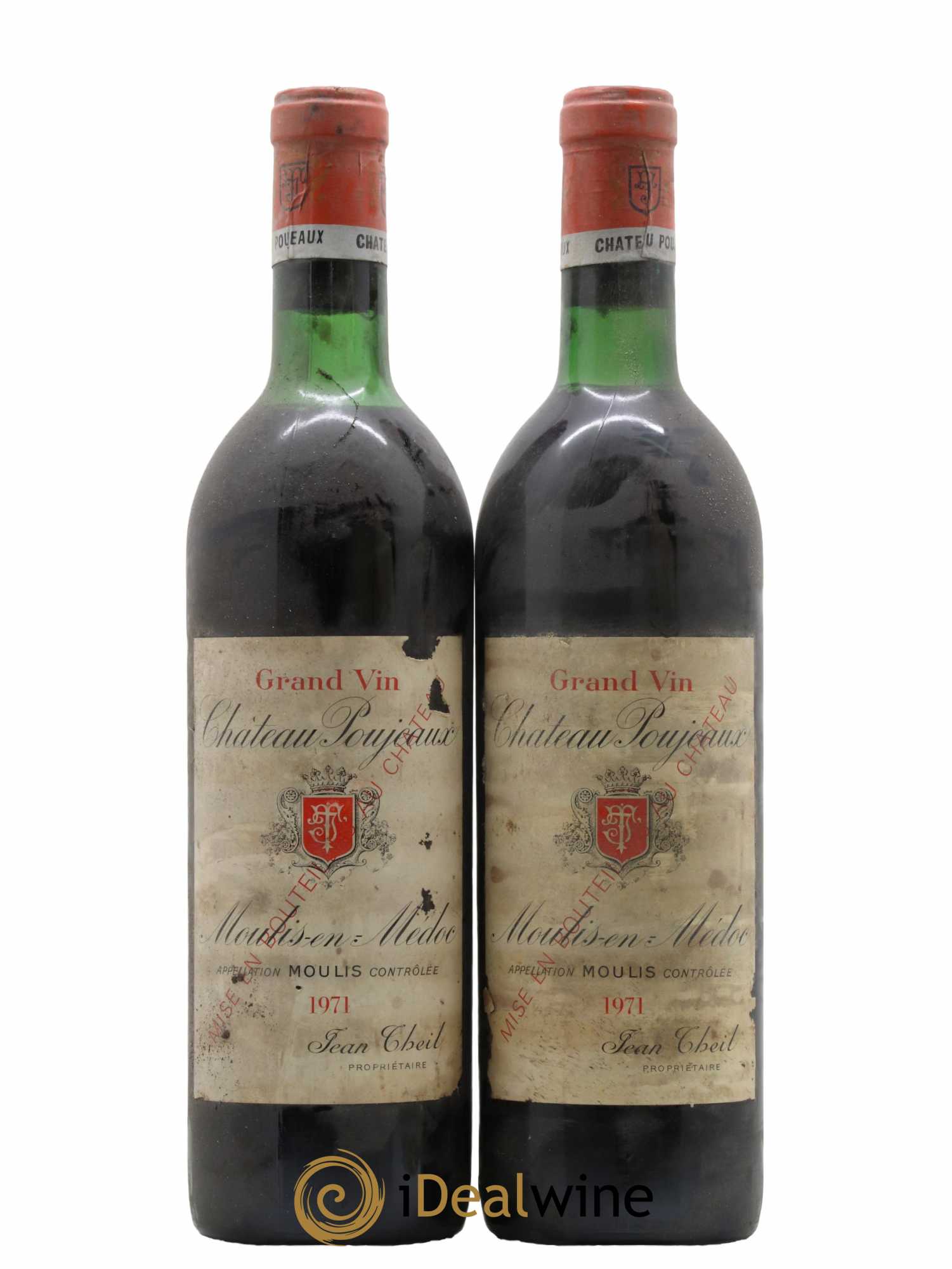 Château Poujeaux 1971 - Lot de 2 bouteilles - 0