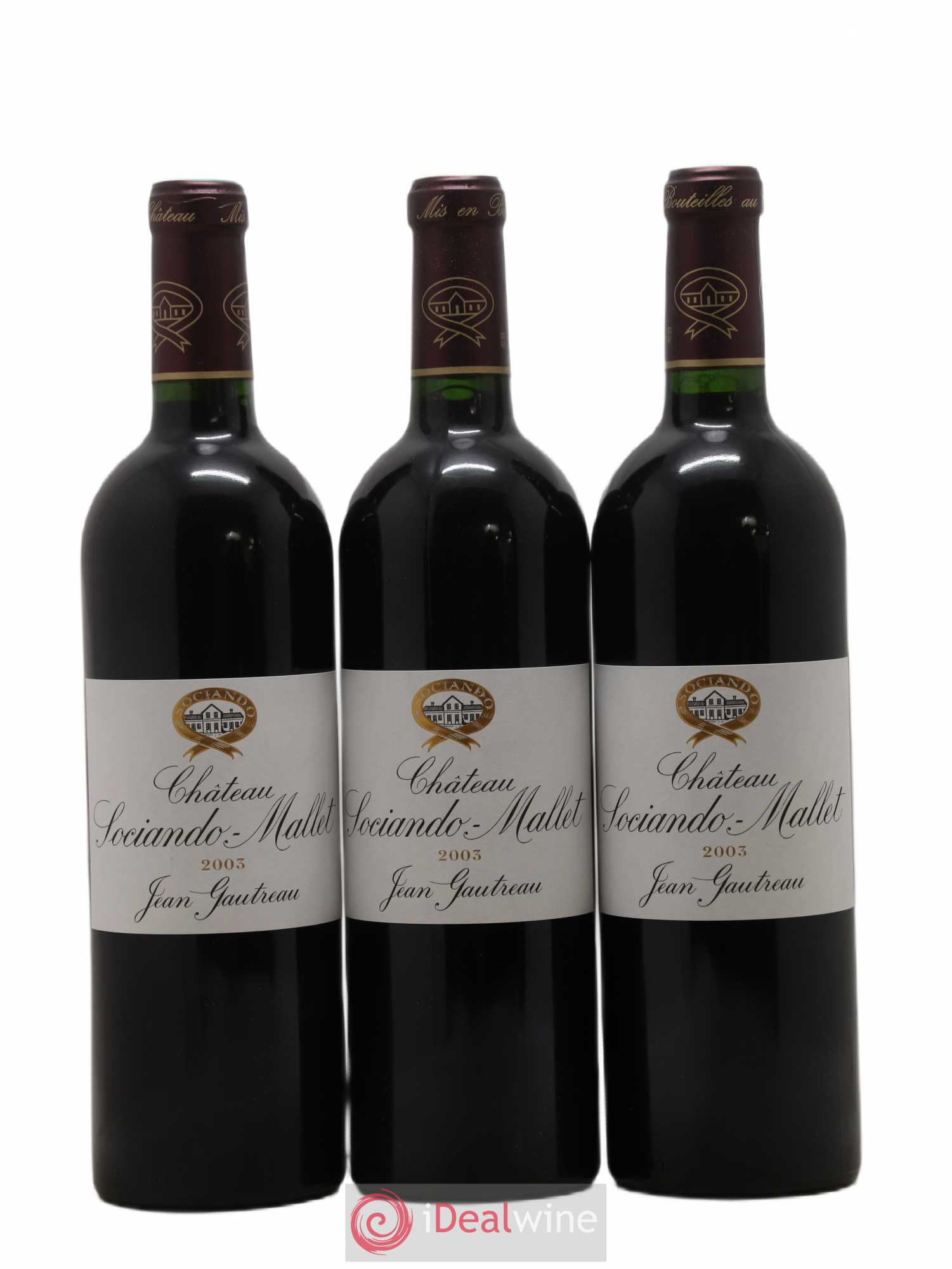 Château Sociando Mallet 2003 - Lot de 3 bouteilles - 0