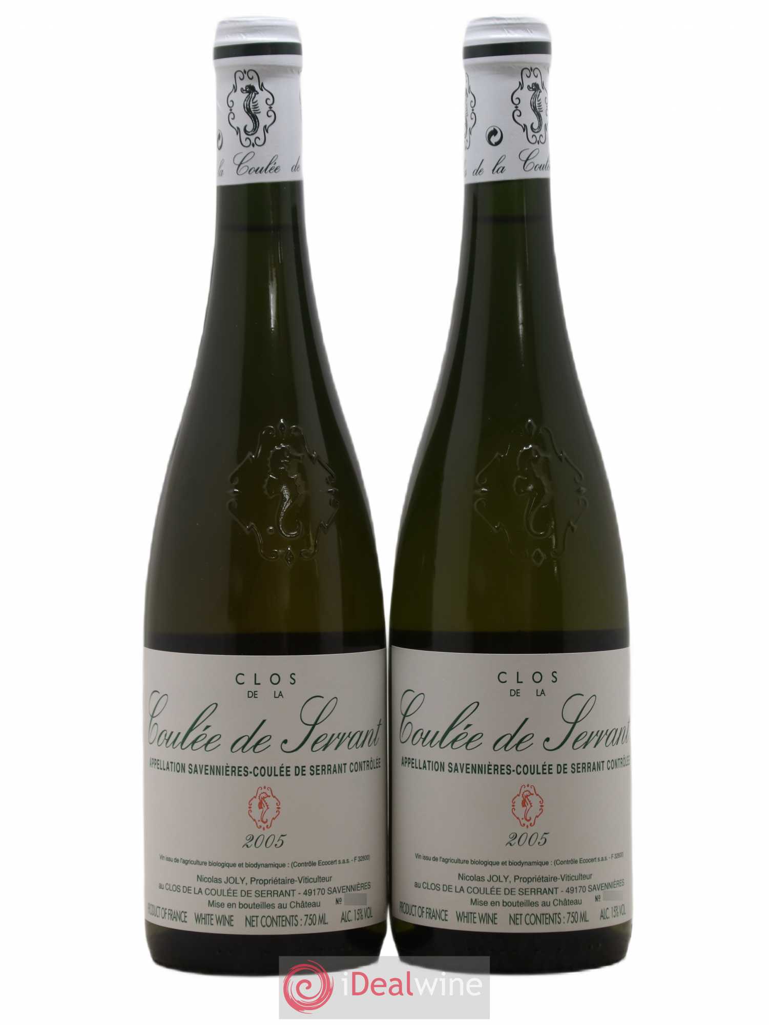 Savennières Clos de la Coulée de Serrant Vignobles de la Coulée de Serrant - Nicolas Joly 2005 - Lot de 2 bouteilles - 0